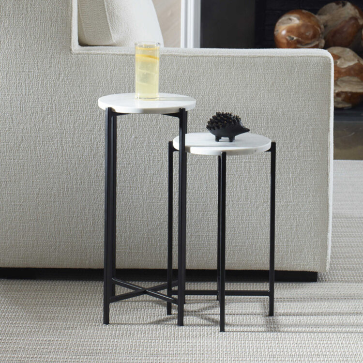 OLSEN SIDE TABLES, IRON & MARBLE