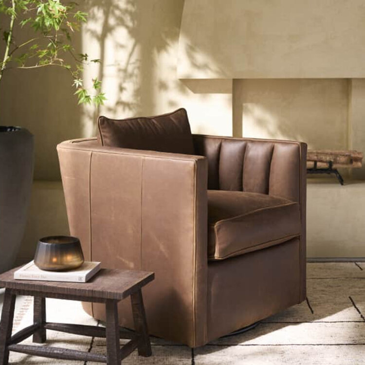 KITTREDGE LEATHER SWIVEL CHAIR