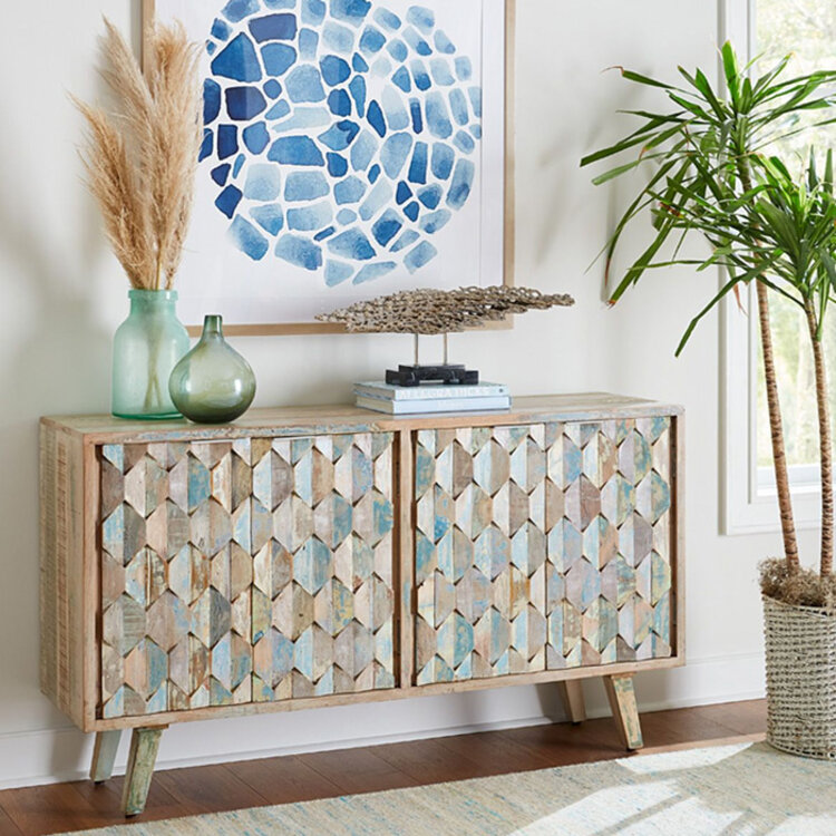 HOME TRENDS DESIGN MALTA SIDEBOARD, VINTAGE TEAL