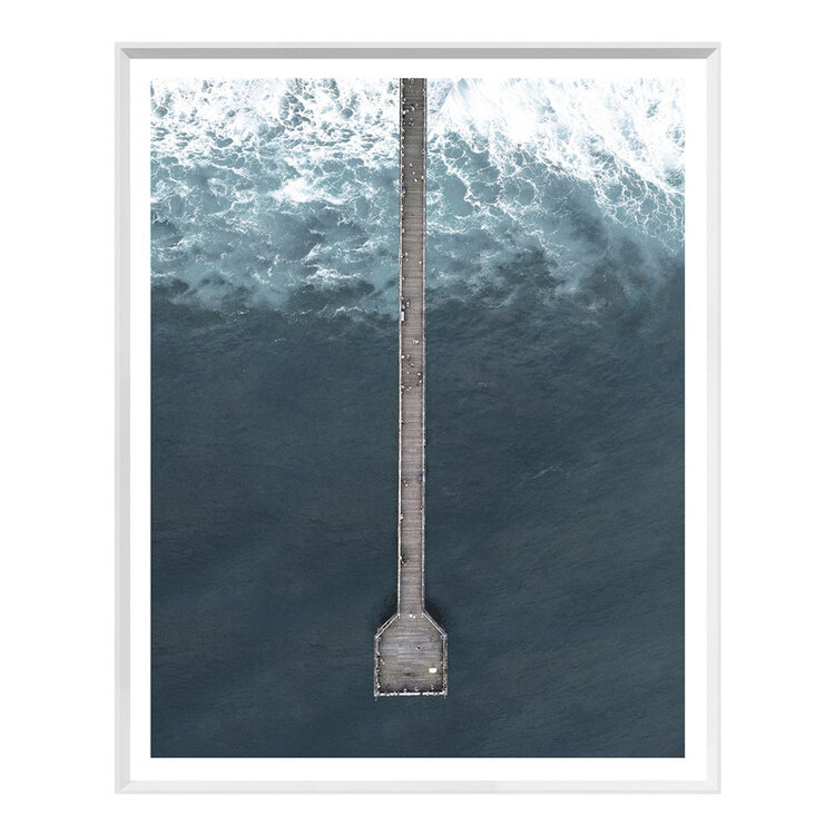 DEEP BLUE WHARF FRAMED PRINT