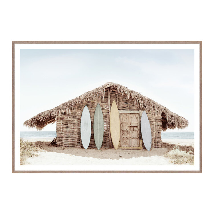 BEACH HUT FRAMED PRINT