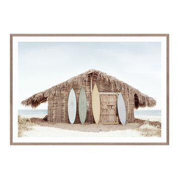 BEACH HUT FRAMED PRINT