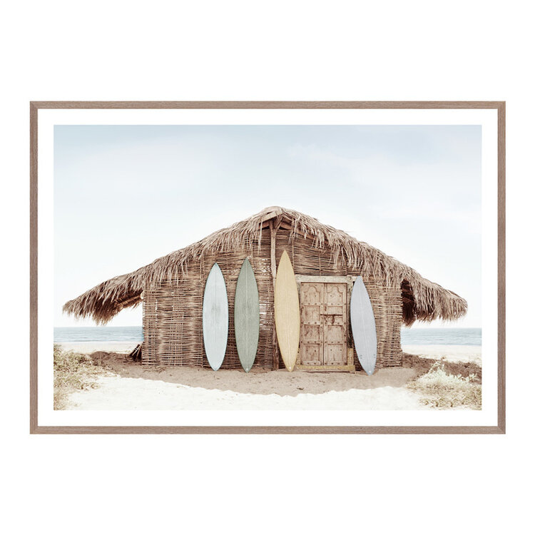 BEACH HUT FRAMED PRINT