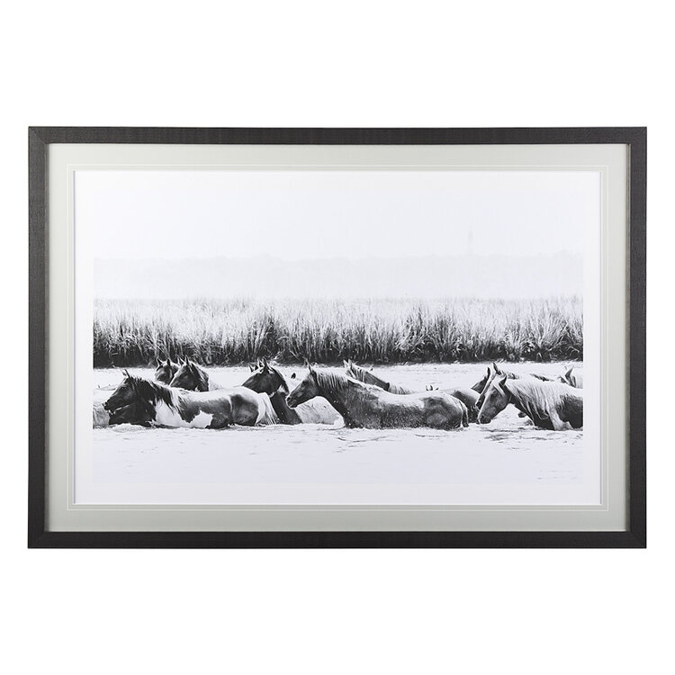 WATER HORSES III GLASS FRAMED