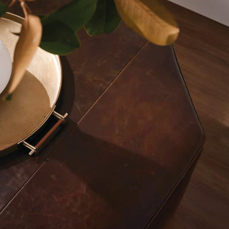 ROMY LEATHER STORAGE OTTOMAN