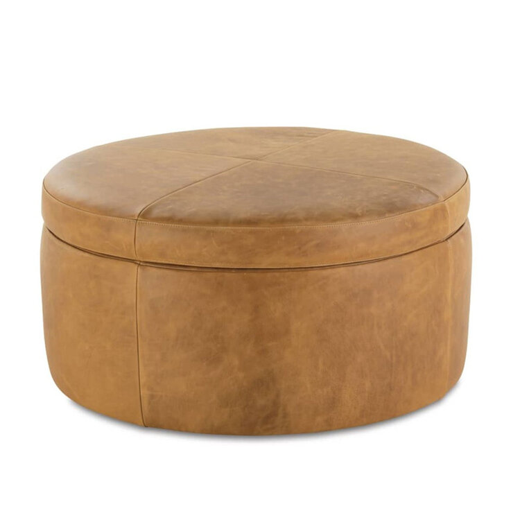 ROMY LEATHER STORAGE OTTOMAN