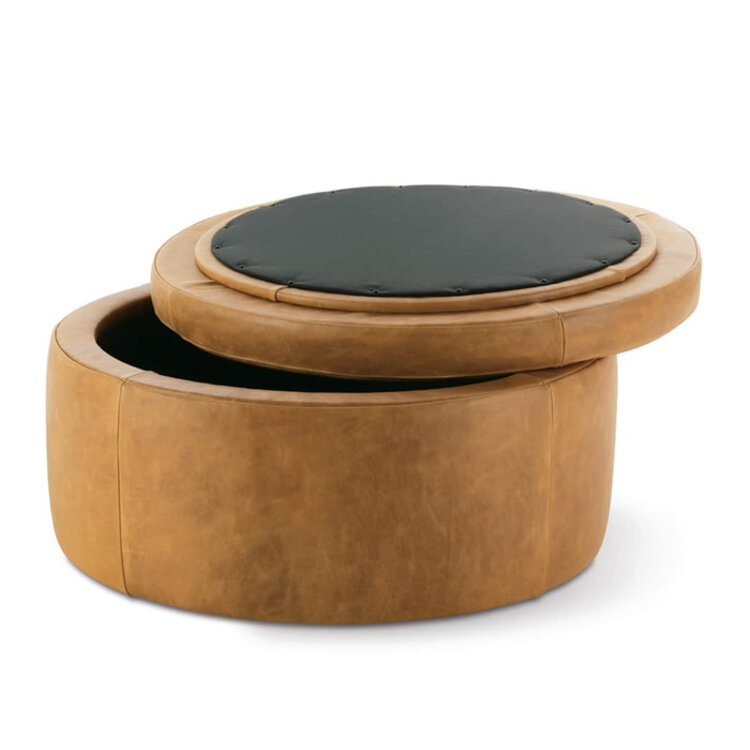 ROMY LEATHER STORAGE OTTOMAN
