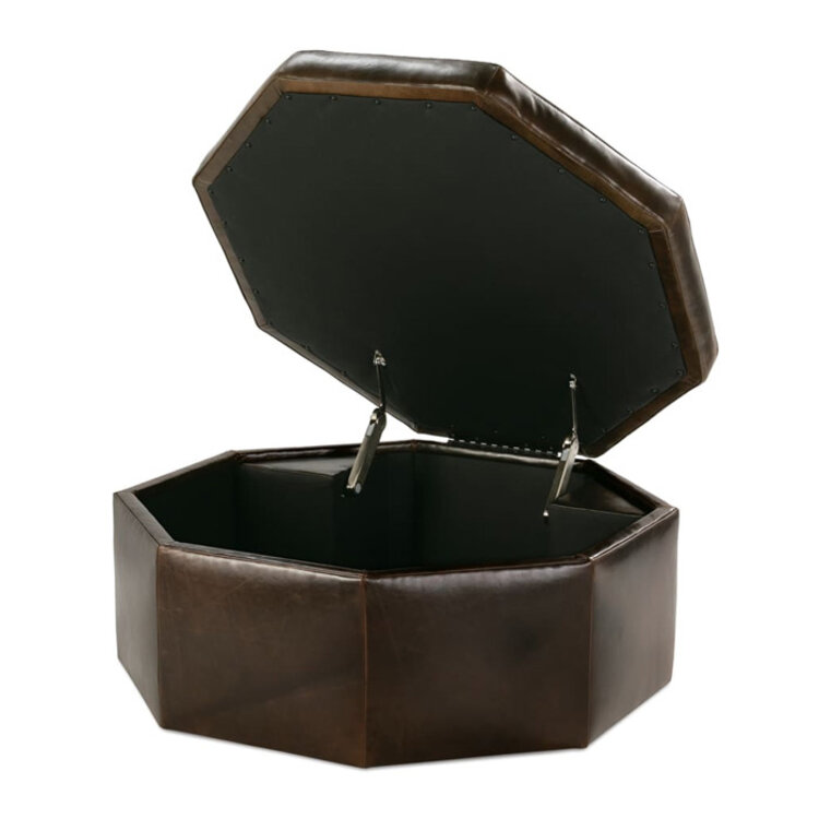 ROMY LEATHER STORAGE OTTOMAN