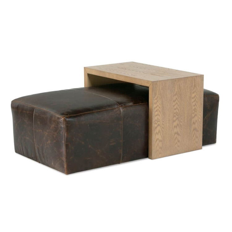 MACOVEN LEATHER OTTOMAN