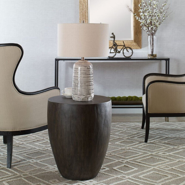 LARKE ROUND END TABLE, WALNUT