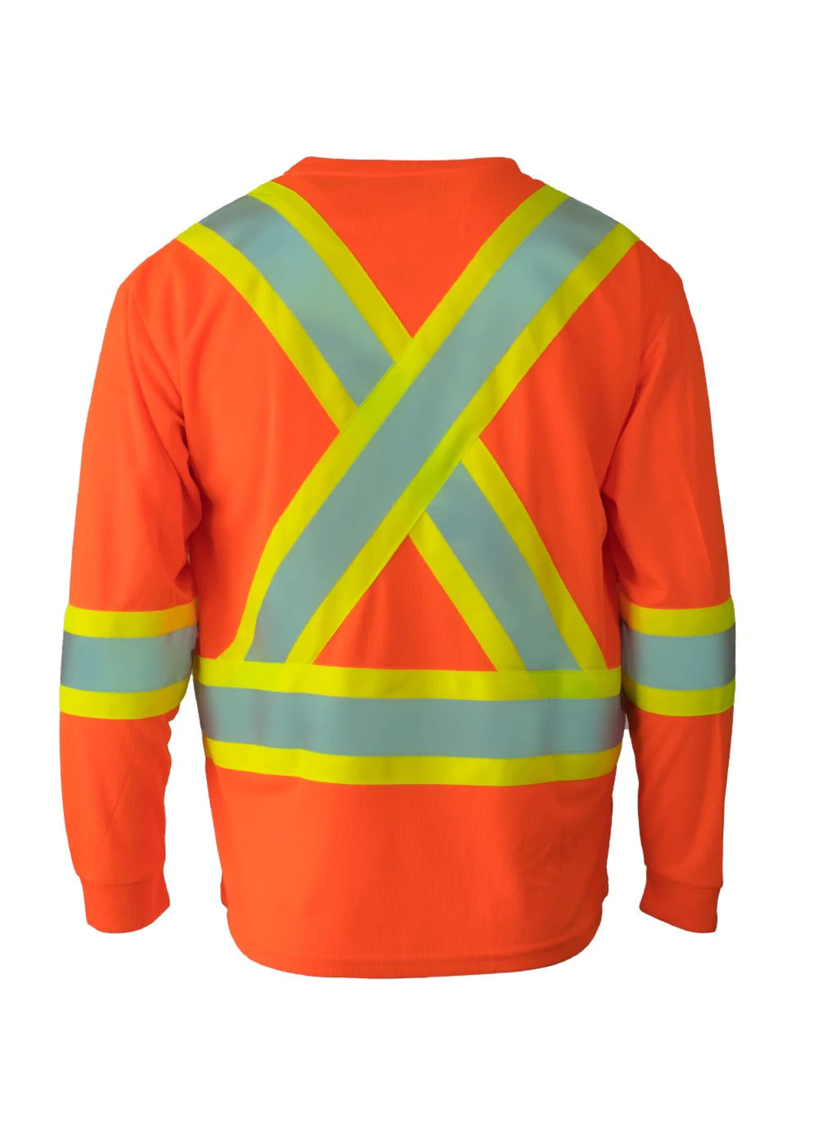 Forcefield Forcefield Hi Vis Crew Neck Long Sleeve Safety Tee with Chest Pocket