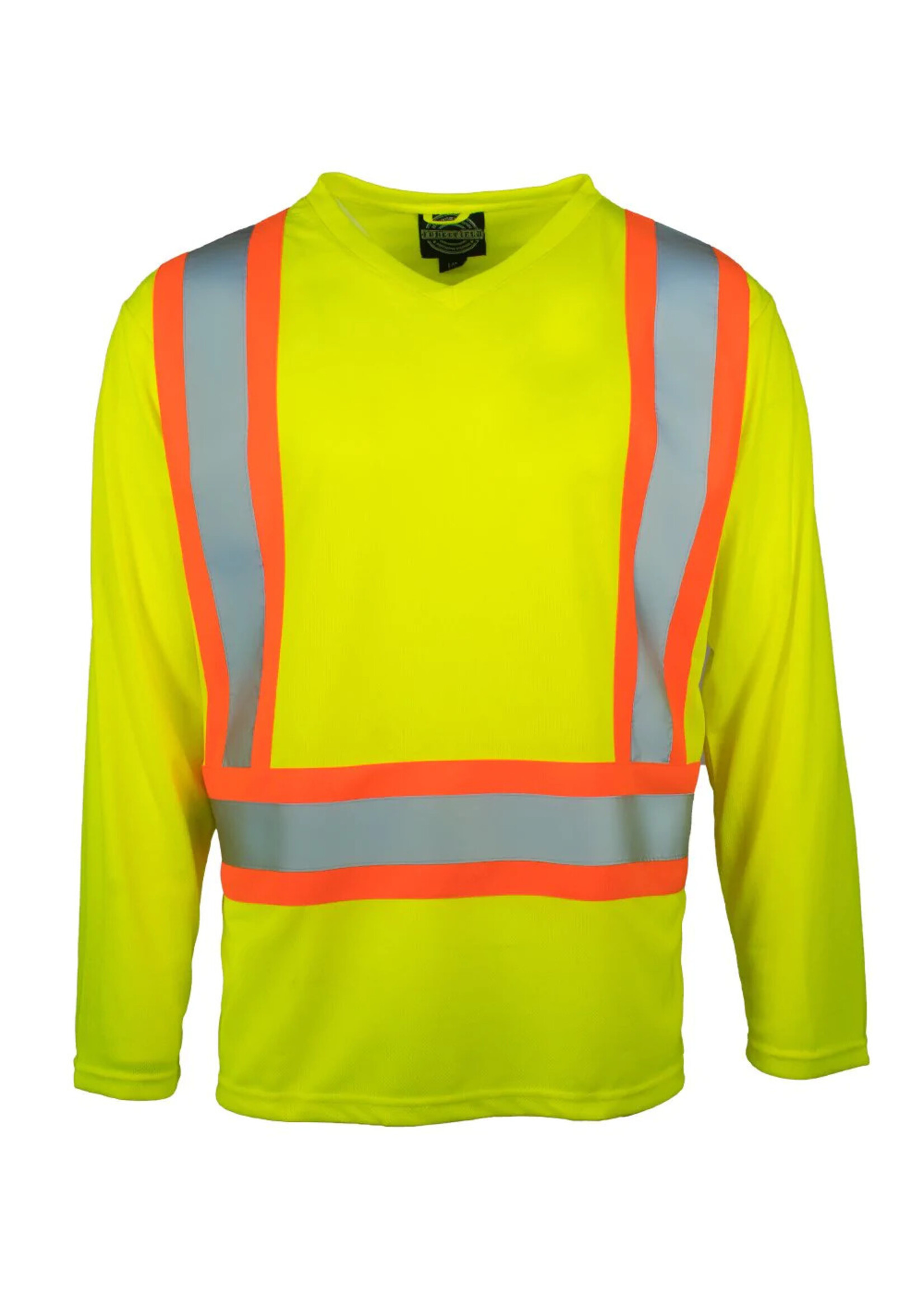 Forcefield Forcefield Hi Vis Crew Neck Long Sleeve Safety Tee with Chest Pocket