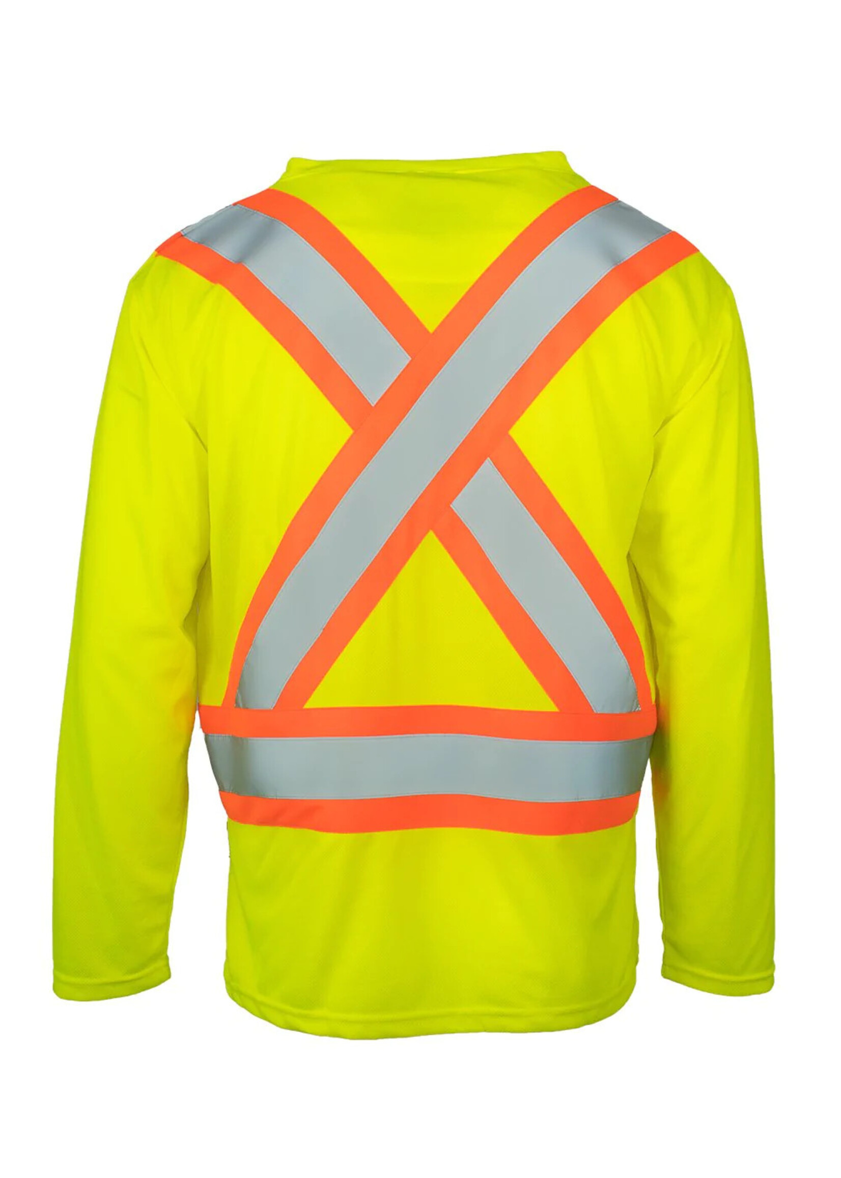 Forcefield Forcefield Hi Vis Crew Neck Long Sleeve Safety Tee with Chest Pocket