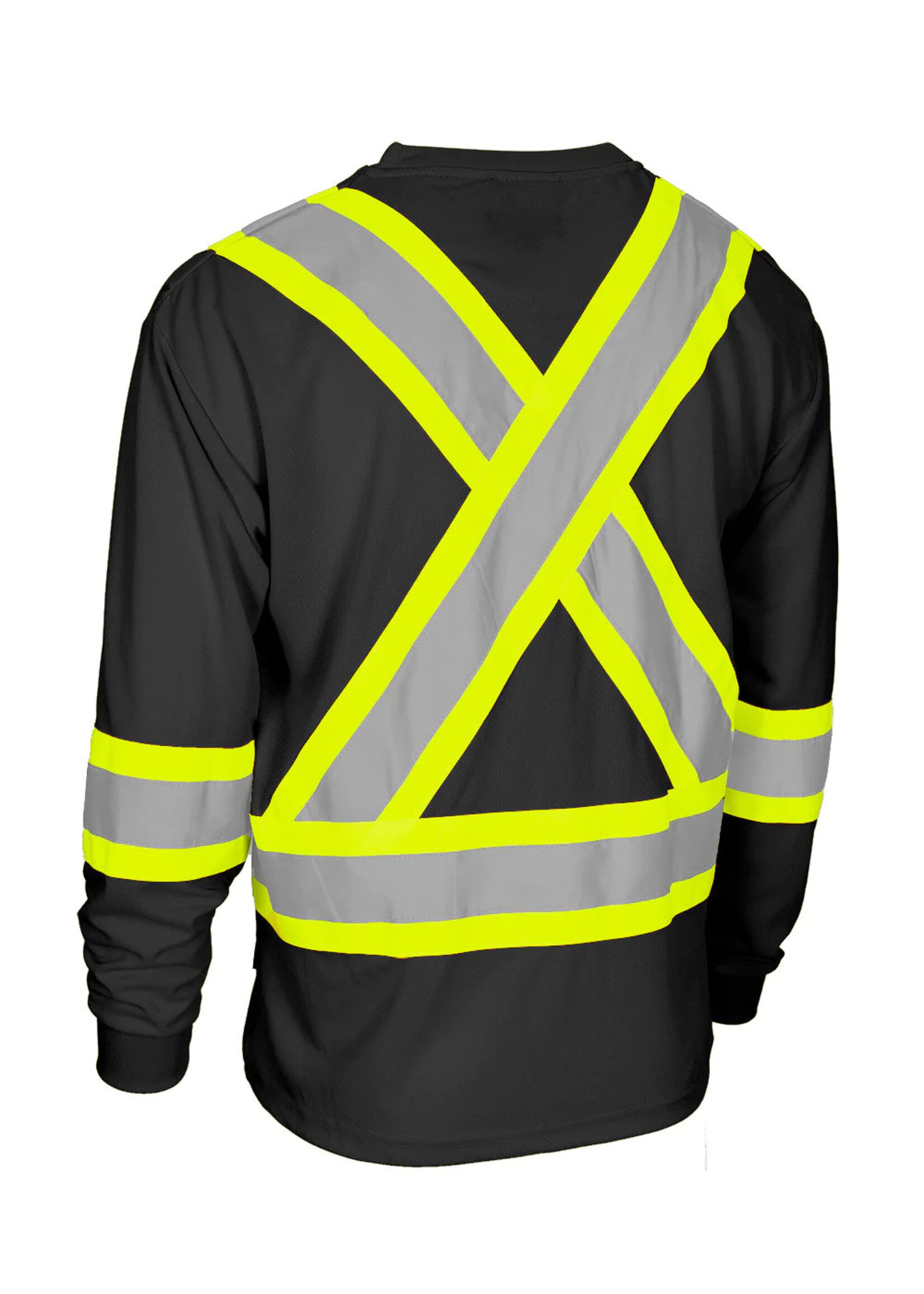 Forcefield Forcefield Hi Vis Crew Neck Long Sleeve Safety Tee with Chest Pocket