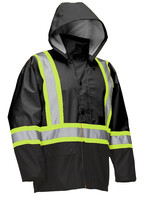 Forcefield Forcefield Hi Vis Safety Rain Jacket with Snap-Off Hood