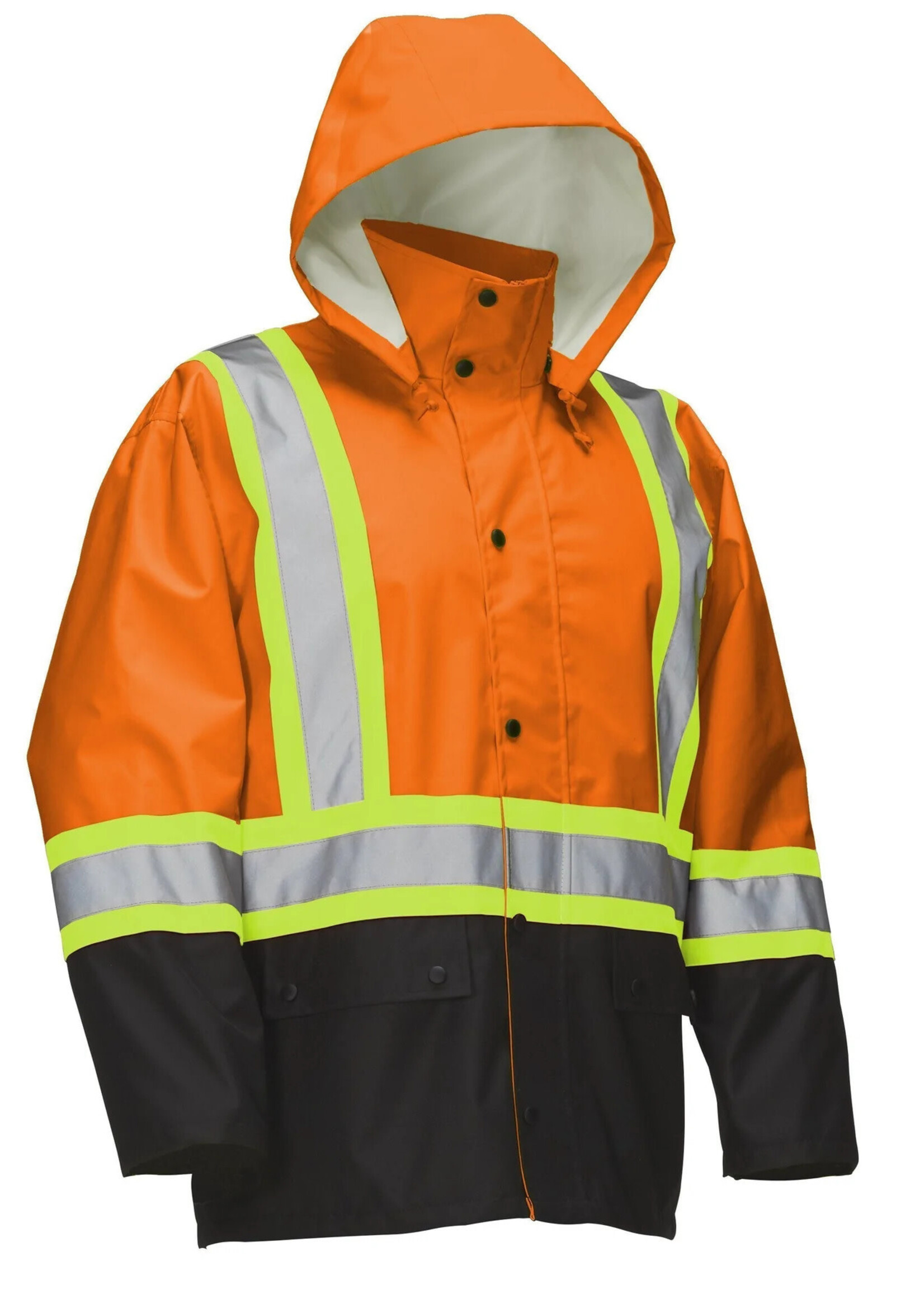 Forcefield Forcefield Hi Vis Safety Rain Jacket with Snap-Off Hood
