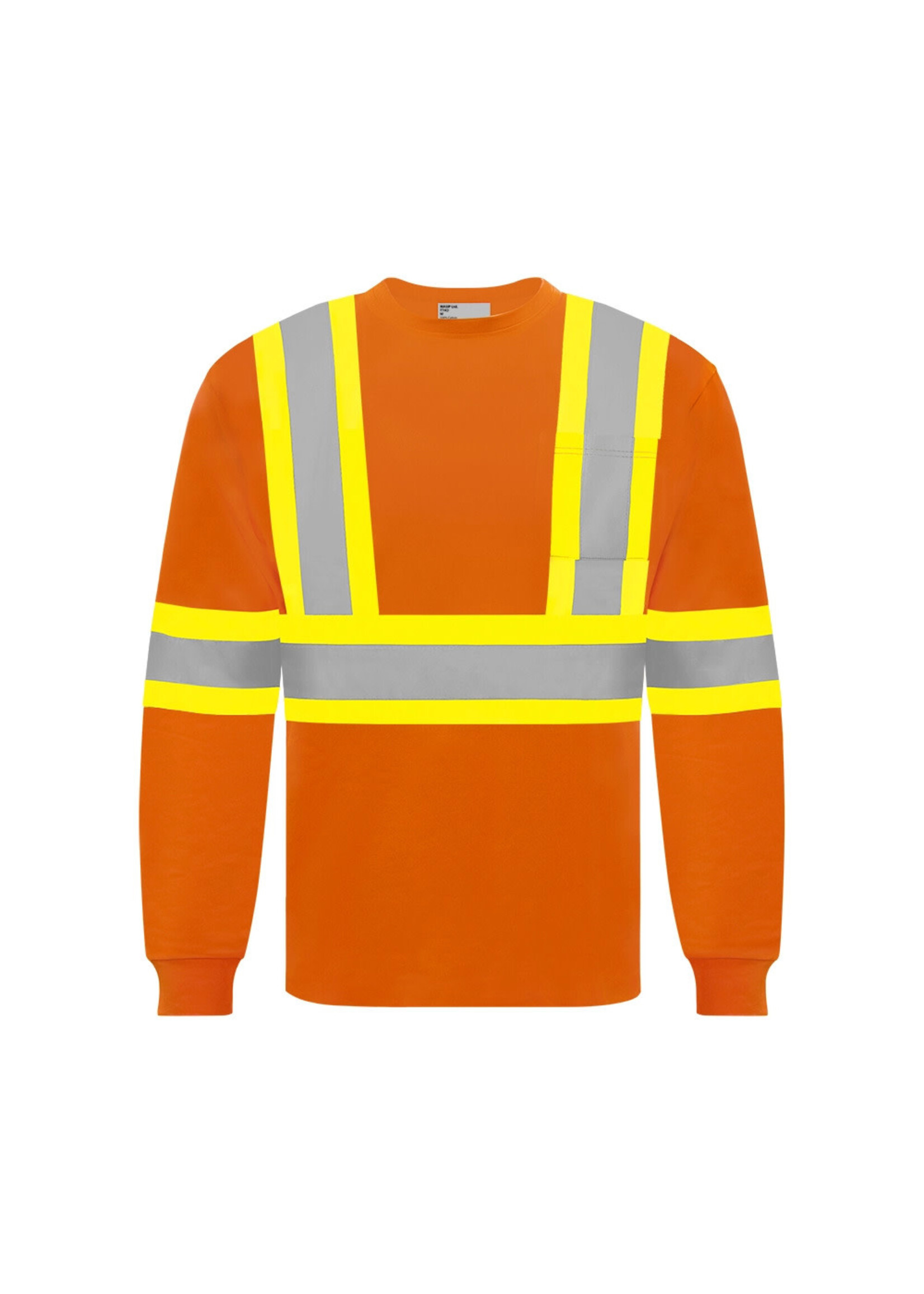 Ground Force Ground Force Long Sleeve Cotton Traffic T-Shirt, 4″ Refl. Tape