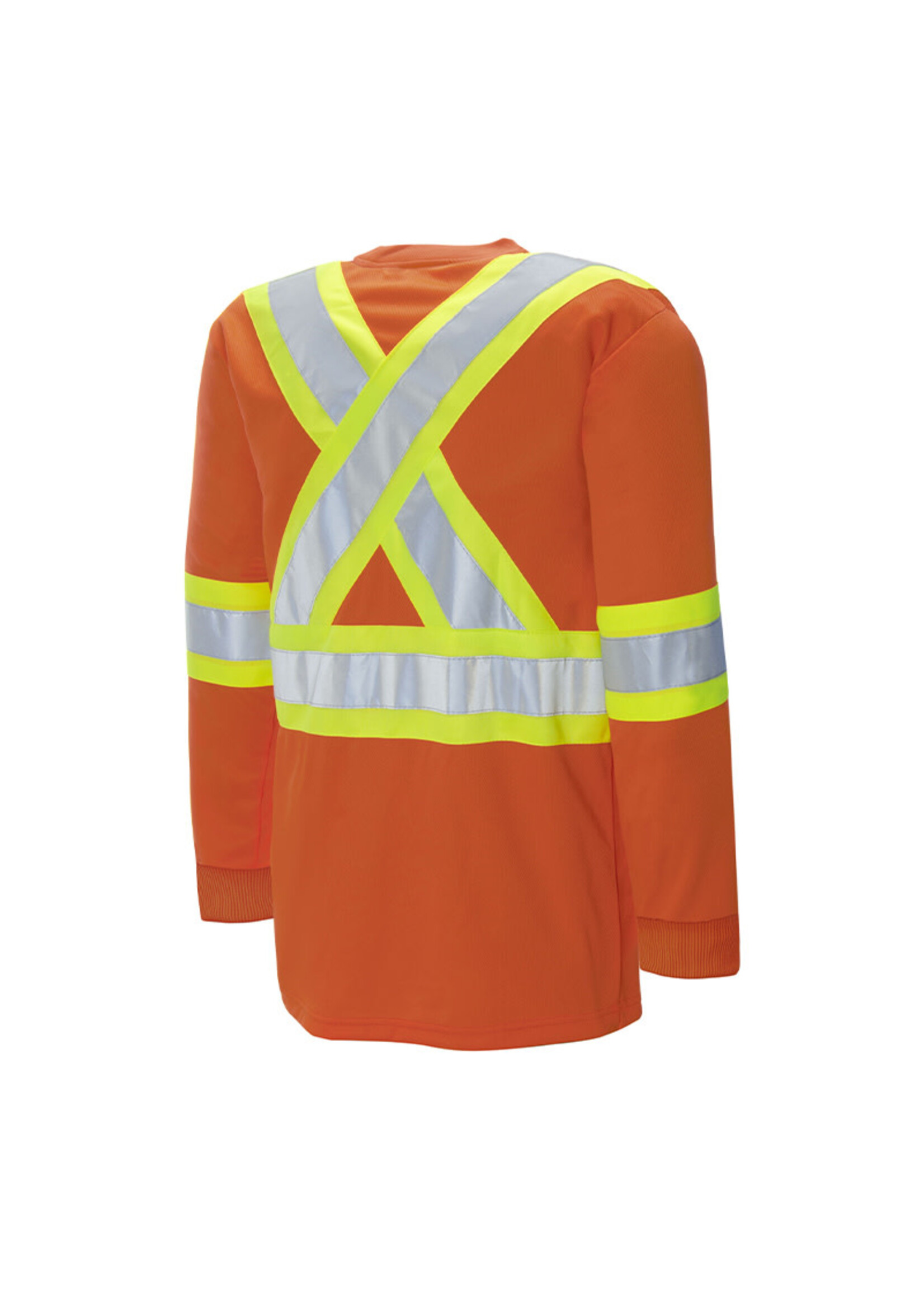 Ground Force Ground Force Long Sleeve Cotton Traffic T-Shirt, 4″ Refl. Tape