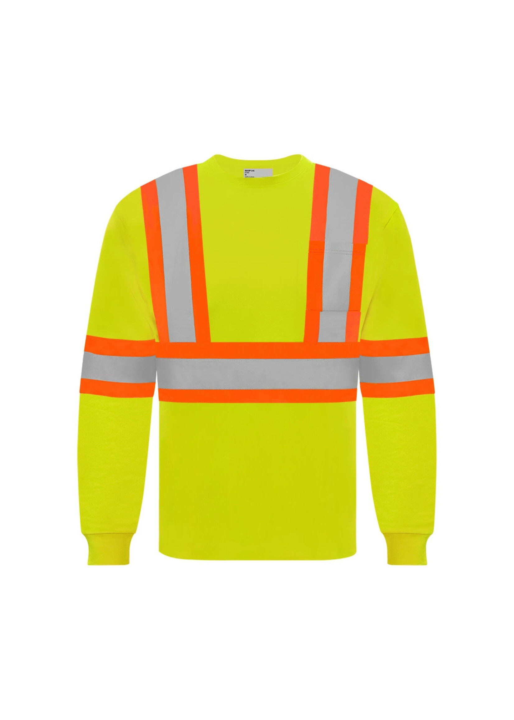 Ground Force Ground Force Long Sleeve Cotton Traffic T-Shirt, 4″ Refl. Tape