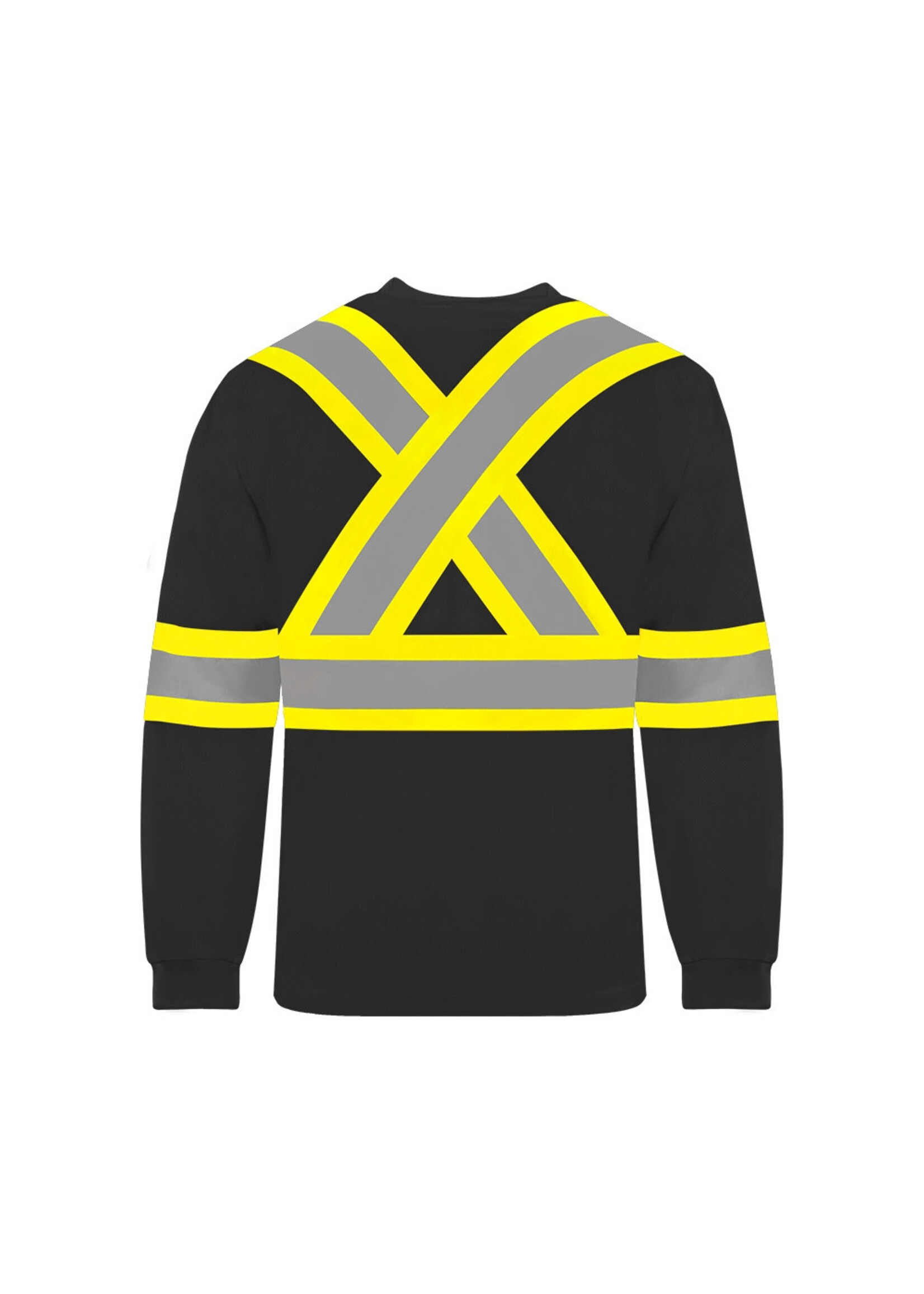 Ground Force Ground Force Long Sleeve Polyester Traffic T-Shirt, 4″ Refl. Tape