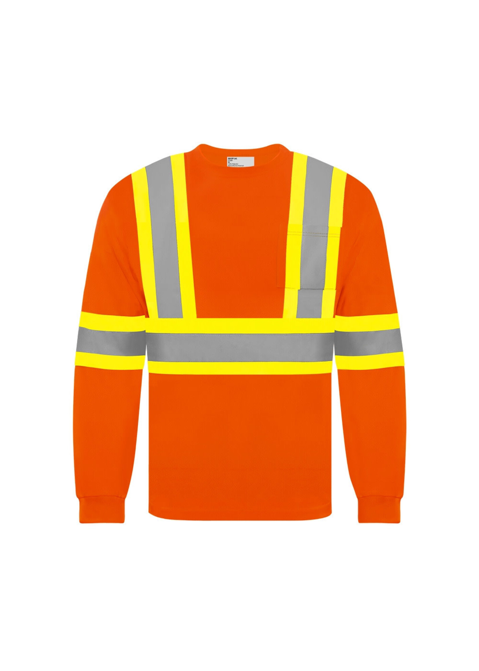 Ground Force Ground Force Long Sleeve Polyester Traffic T-Shirt, 4″ Refl. Tape