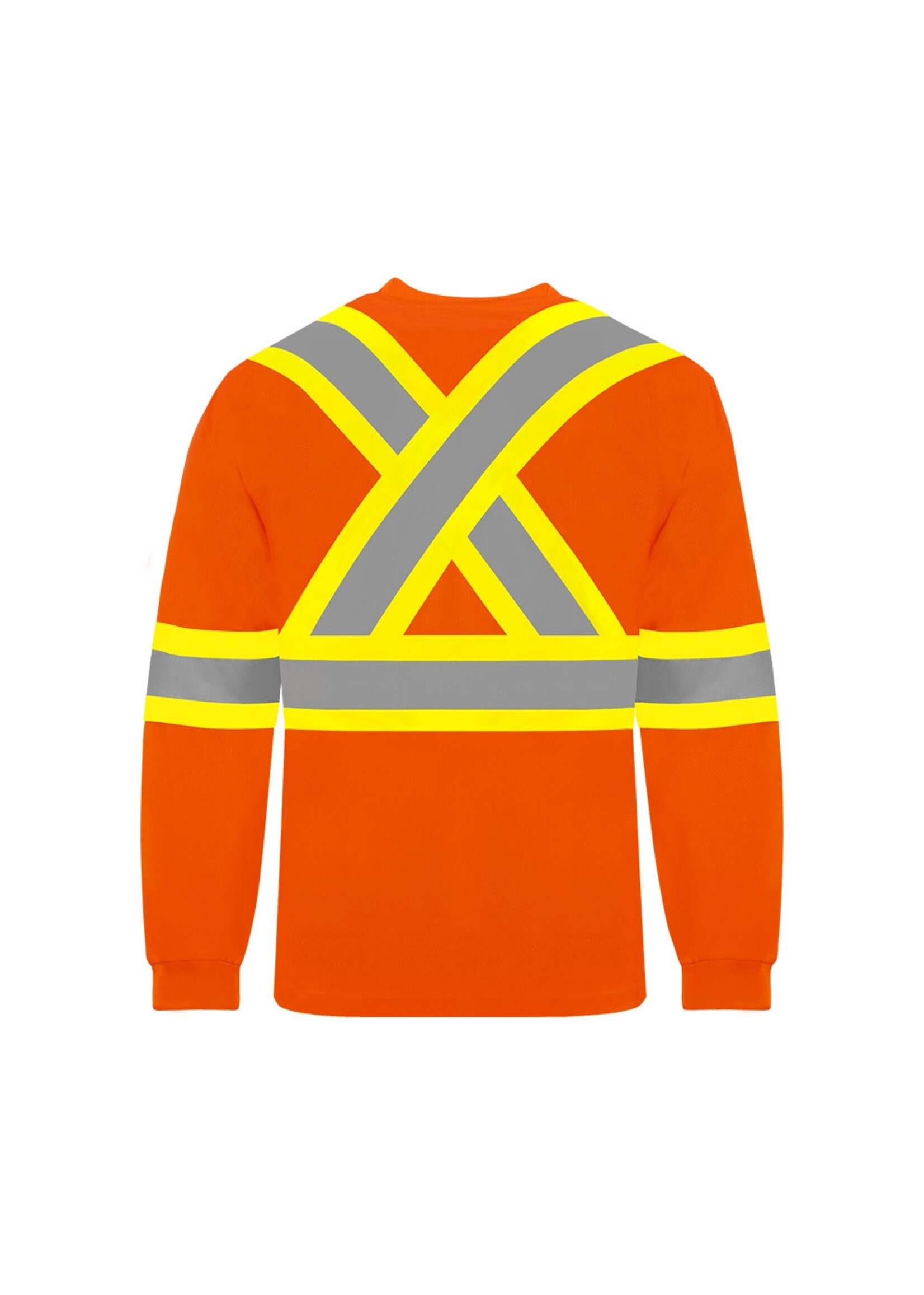 Ground Force Ground Force Long Sleeve Polyester Traffic T-Shirt, 4″ Refl. Tape