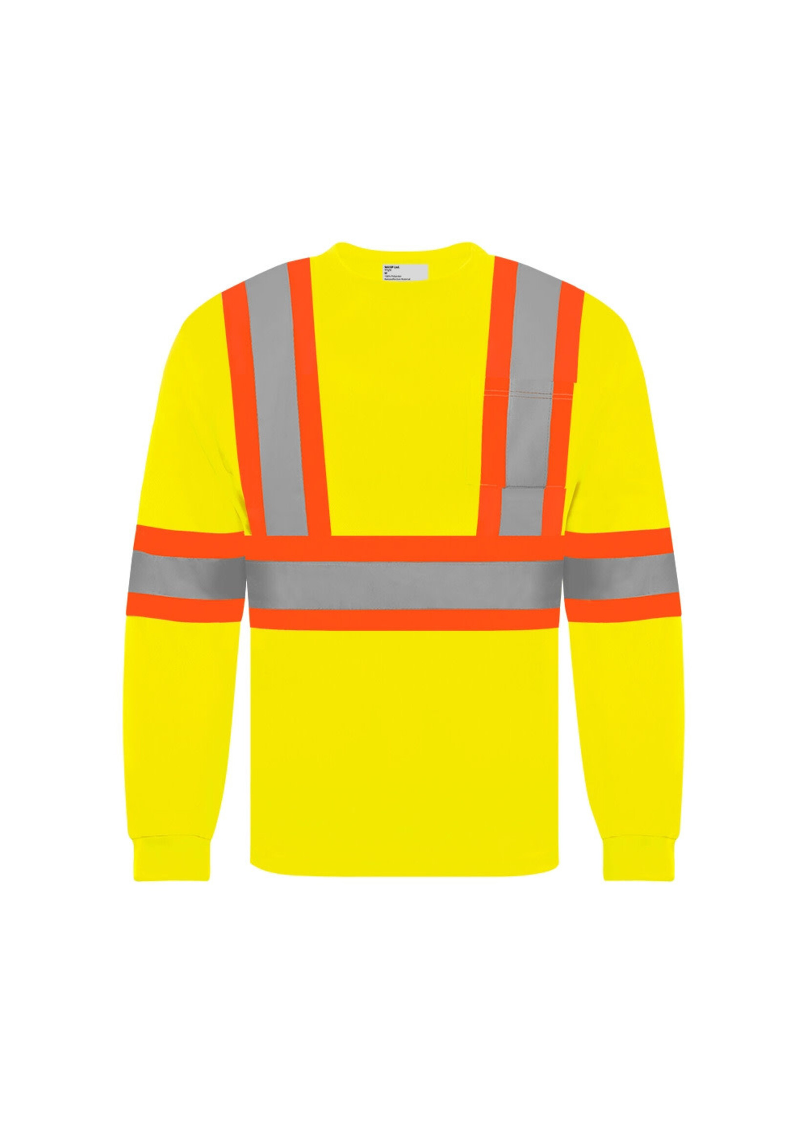 Ground Force Ground Force Long Sleeve Polyester Traffic T-Shirt, 4″ Refl. Tape