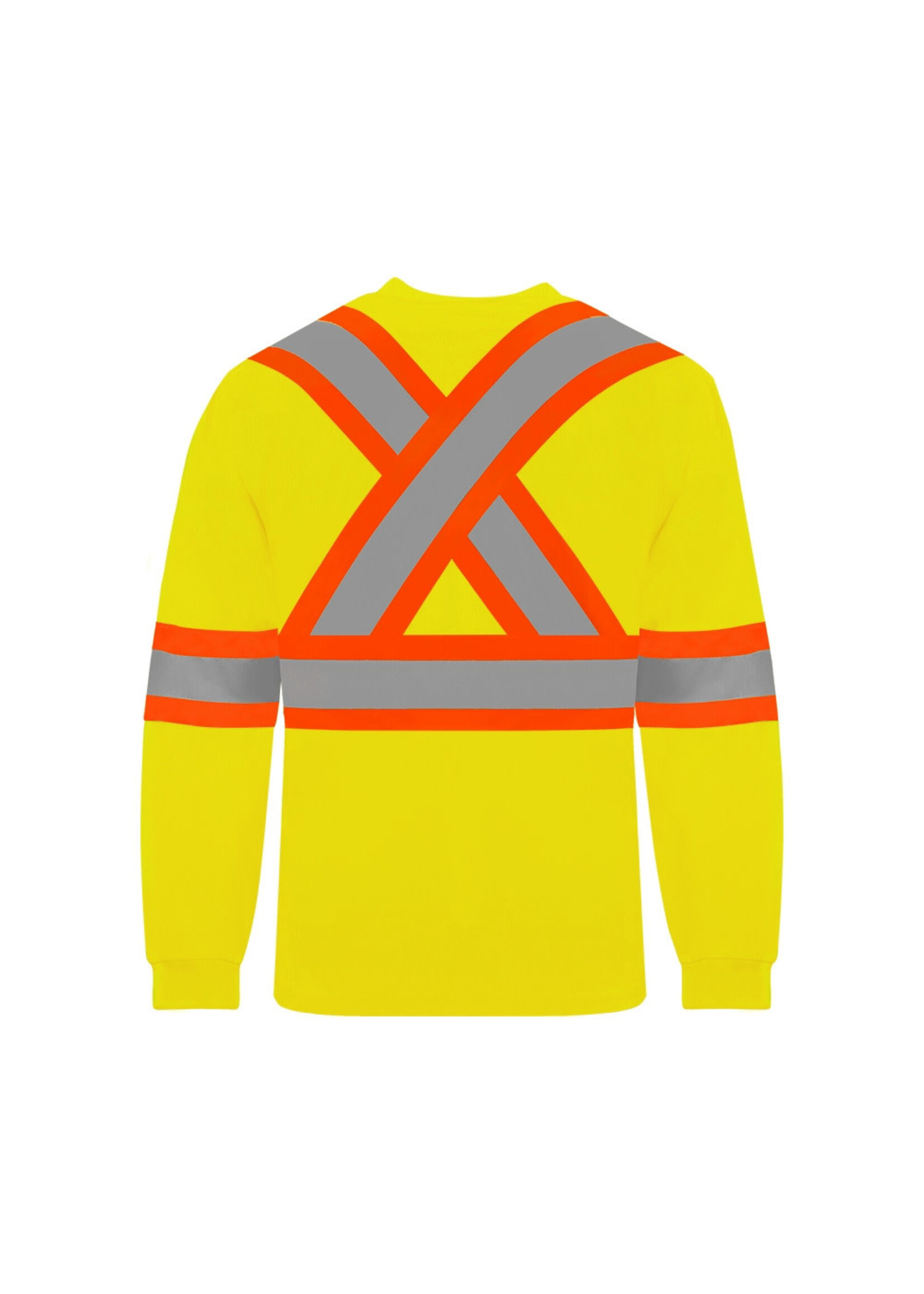 Ground Force Ground Force Long Sleeve Polyester Traffic T-Shirt, 4″ Refl. Tape