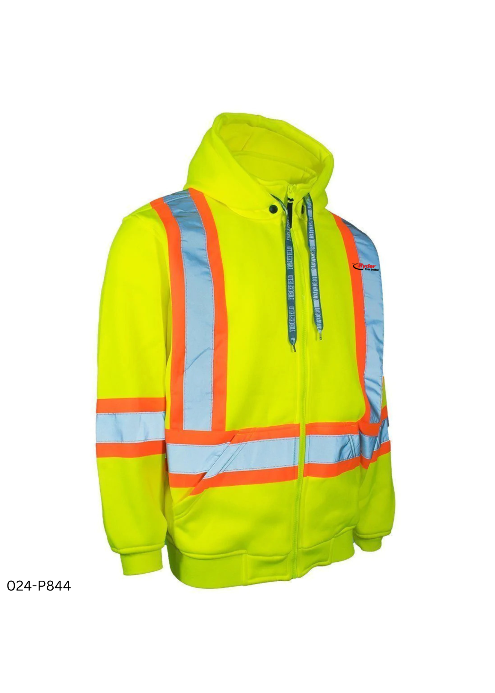 Forcefield Forcefield Deluxe Hi Vis Safety Hoodie, Detachable Hood - Ryder Logo