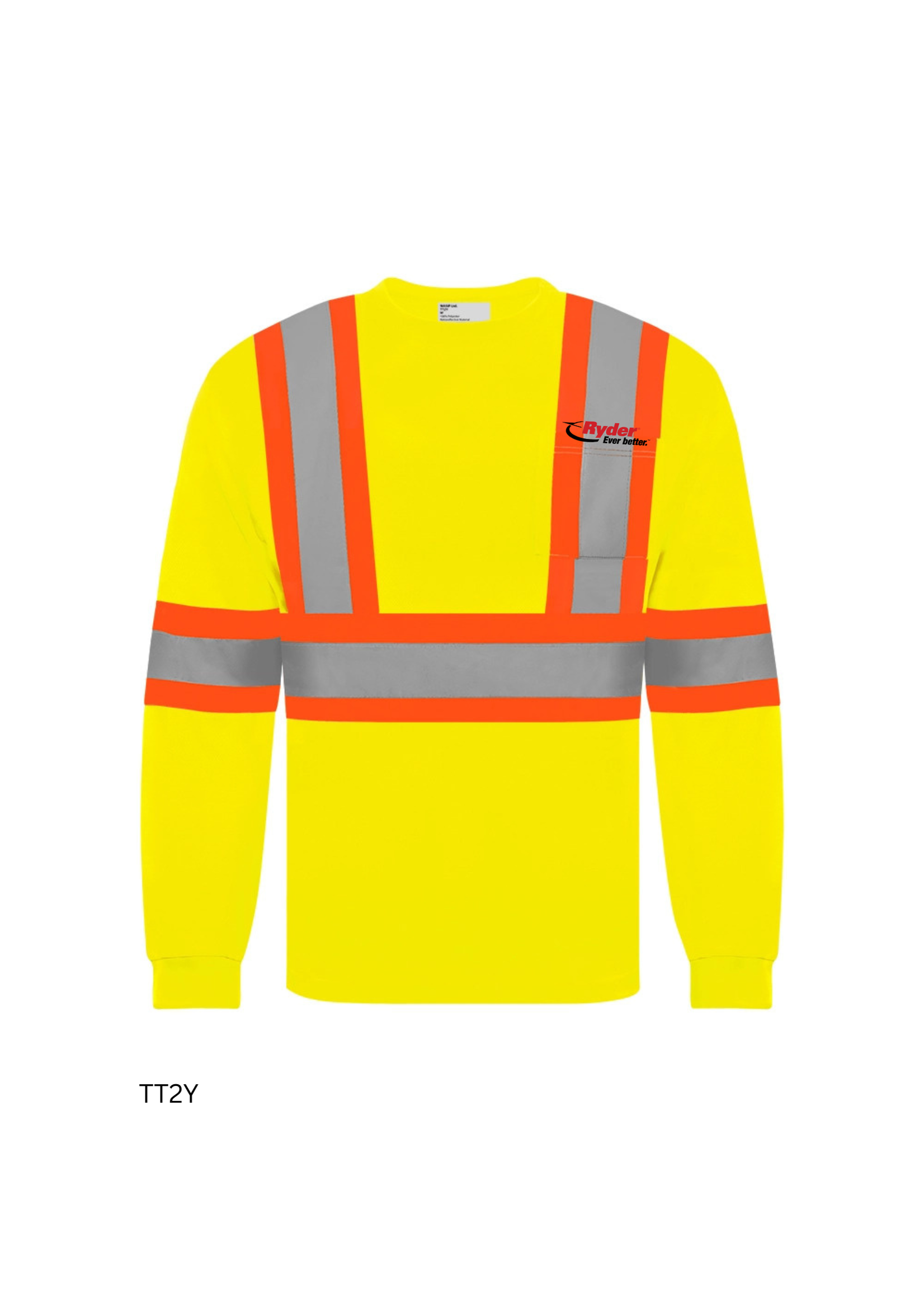 Ground Force Ground Force Long Sleeve Polyester Traffic T-Shirt, 4″ Refl. Tape - Ryder Logo