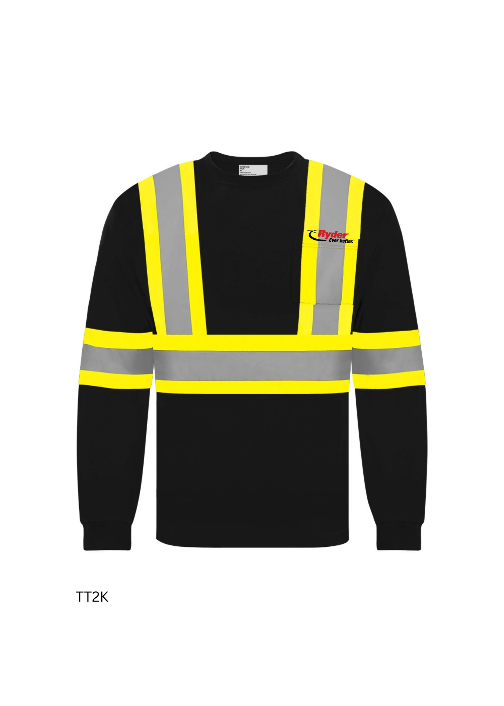 Ground Force Ground Force Long Sleeve Polyester Traffic T-Shirt, 4″ Refl. Tape - Ryder Logo