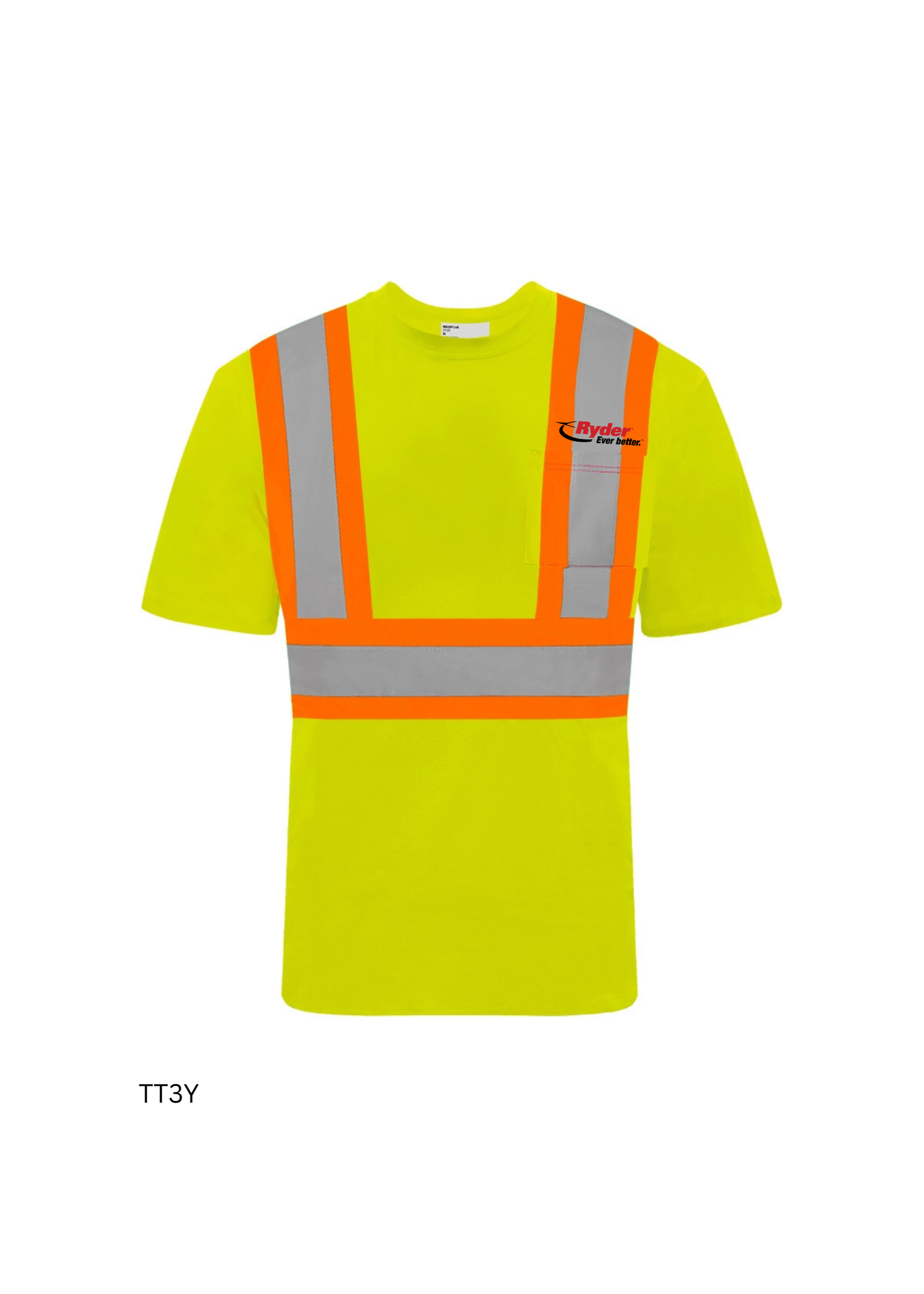 Ground Force Ground Force Short Sleeve Cotton Traffic T-Shirt, 4″ Refl. Tape - Ryder Logo