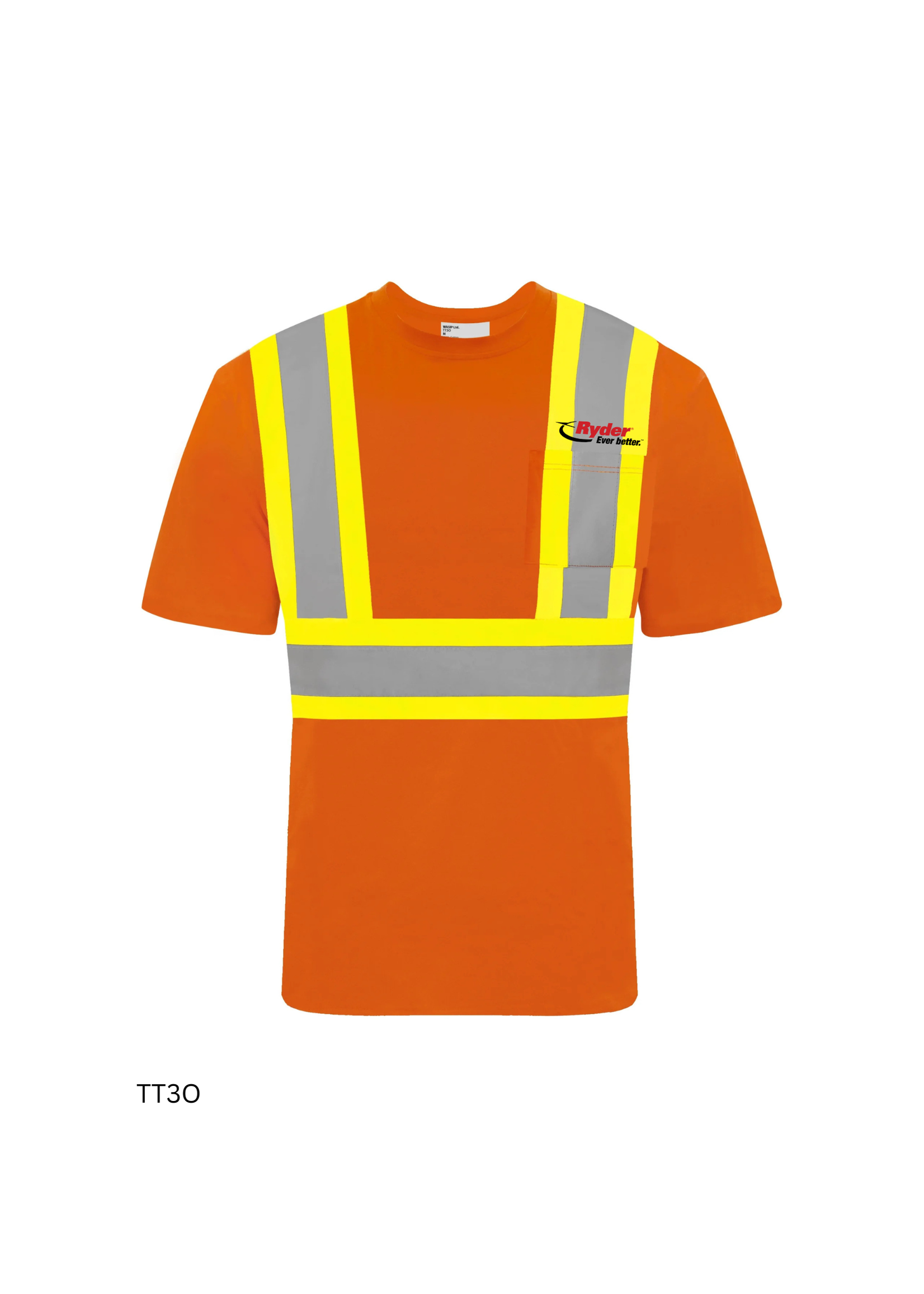 Ground Force Ground Force Short Sleeve Cotton Traffic T-Shirt, 4″ Refl. Tape - Ryder Logo