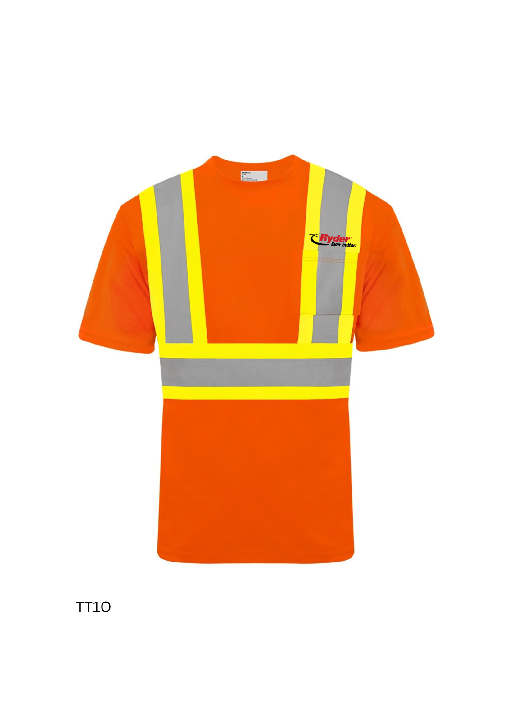 Ground Force Ground Force Short Sleeve Polyester Traffic T-Shirt, 4″ Refl. Tape - Ryder Logo