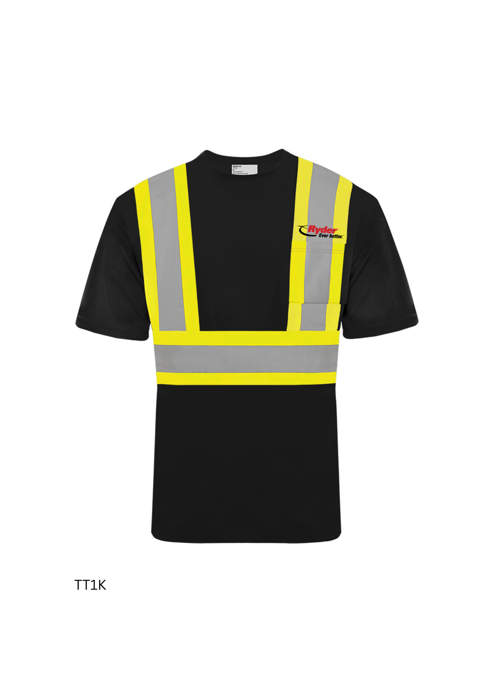 Ground Force Ground Force Short Sleeve Polyester Traffic T-Shirt, 4″ Refl. Tape - Ryder Logo