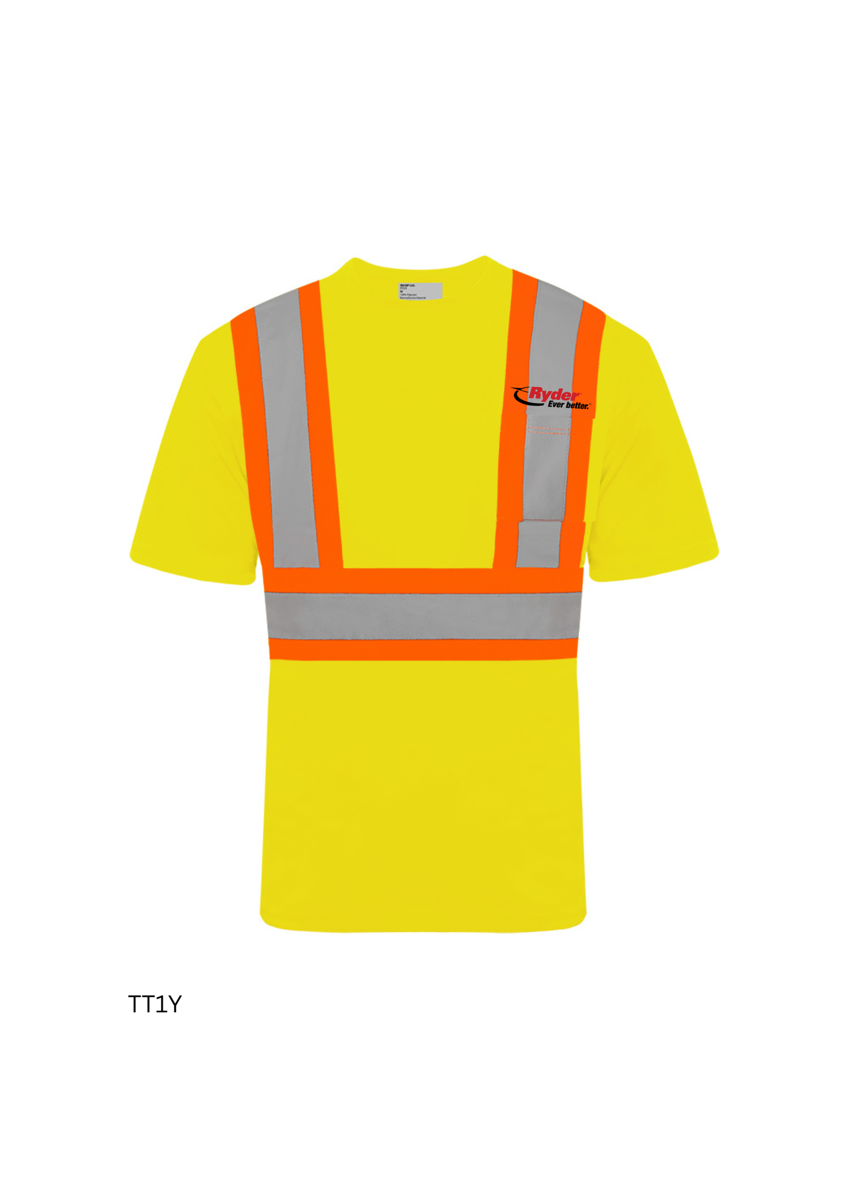 Ground Force Ground Force Short Sleeve Polyester Traffic T-Shirt, 4″ Refl. Tape - Ryder Logo