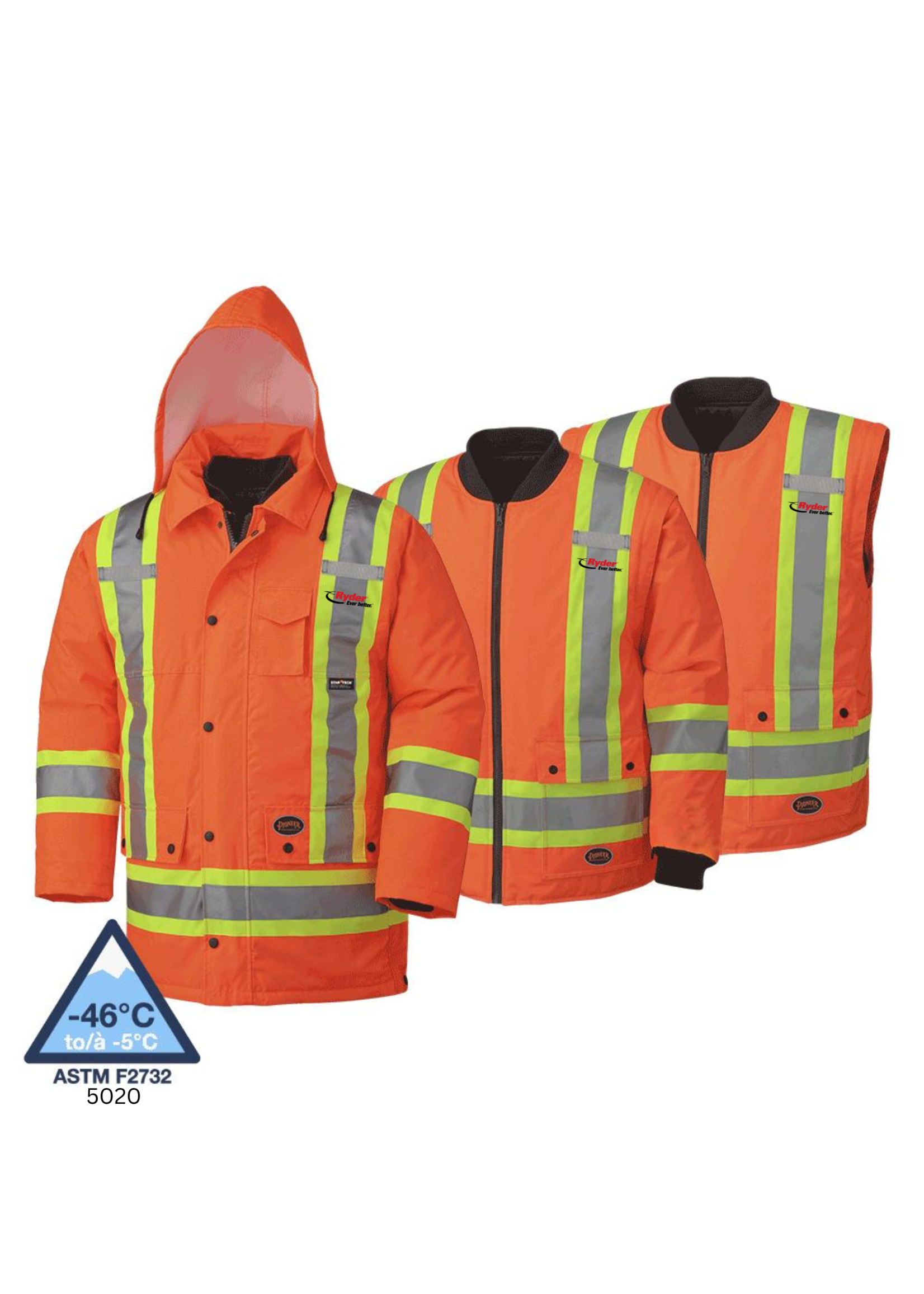 Pioneer Pioneer Hi-Viz Orange 100% Waterproof 7-In-1 Parka - Ryder Logo