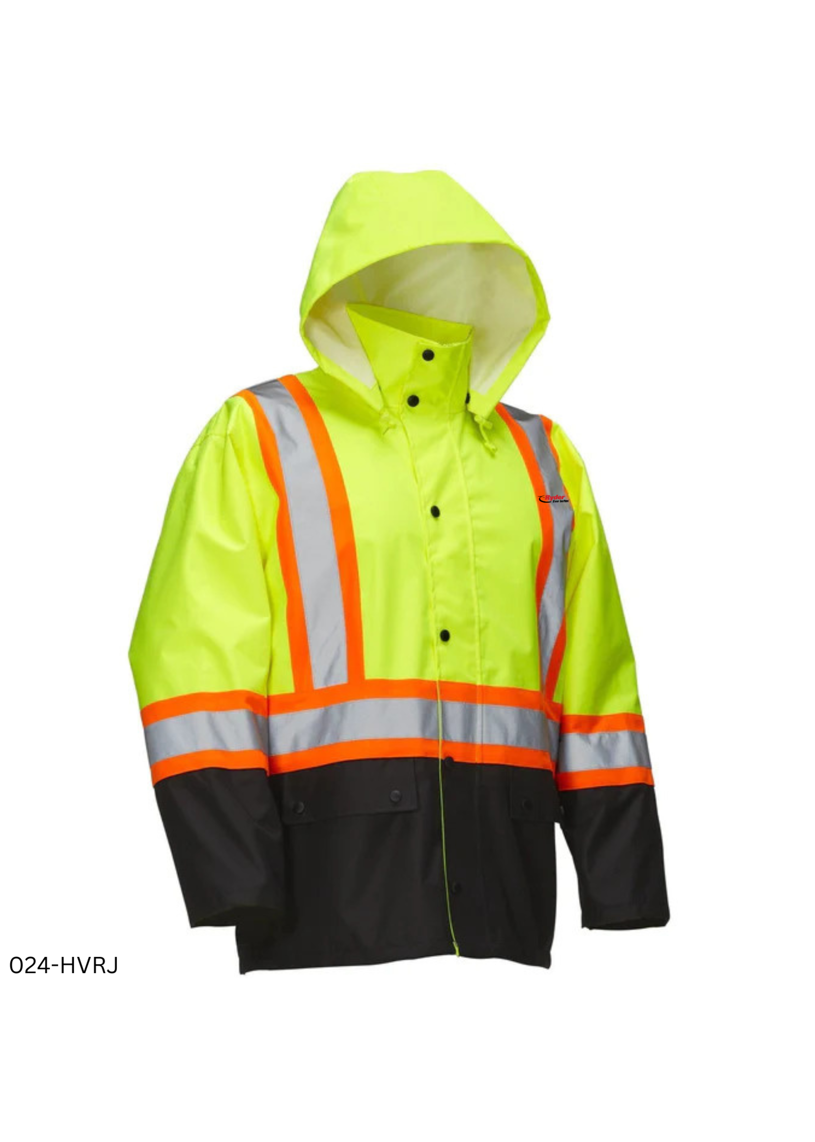 Forcefield Forcefield Hi-Vis Safety Rain Jacket with Snap-Off Hood - Ryder Logo