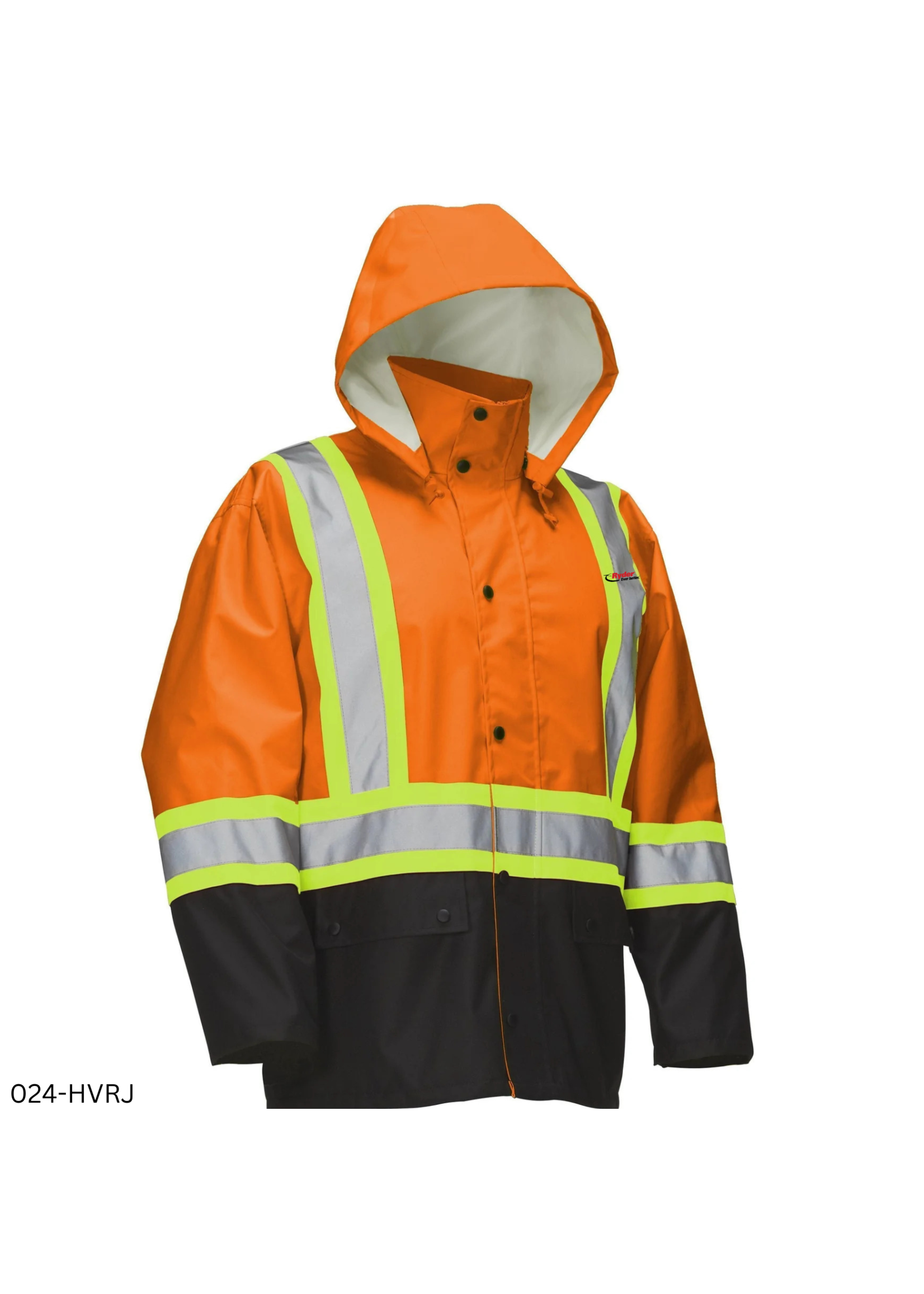 Forcefield Forcefield Hi-Vis Safety Rain Jacket with Snap-Off Hood - Ryder Logo