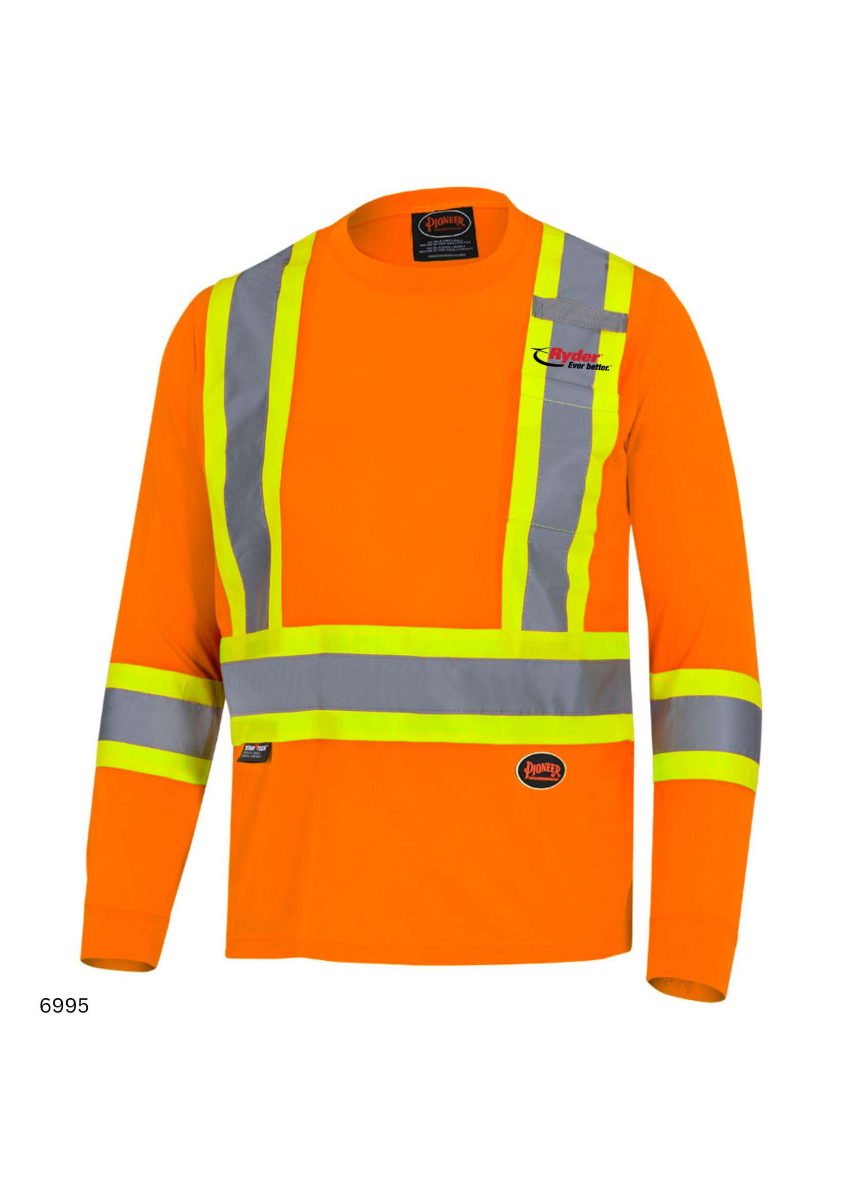 Pioneer Hi-vis Bird's-Eye Long-sleeved Safety Shirt - Ryder Logo