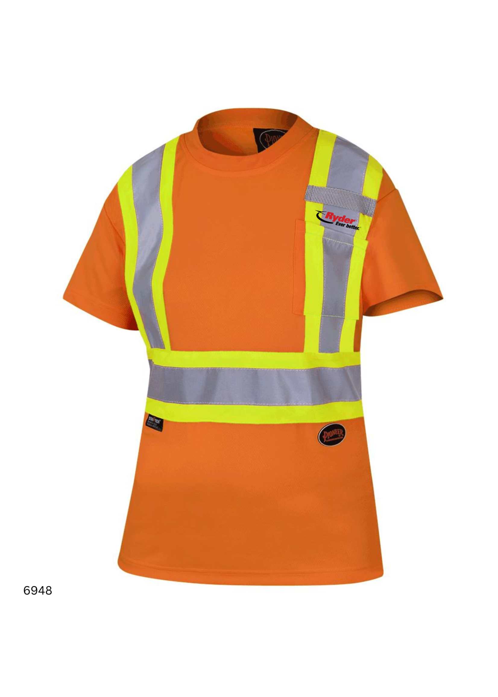 Pioneer Pioneer Hi-Vis Orange Women's Bird's-Eye Safety T-shirt - Ryder Logo