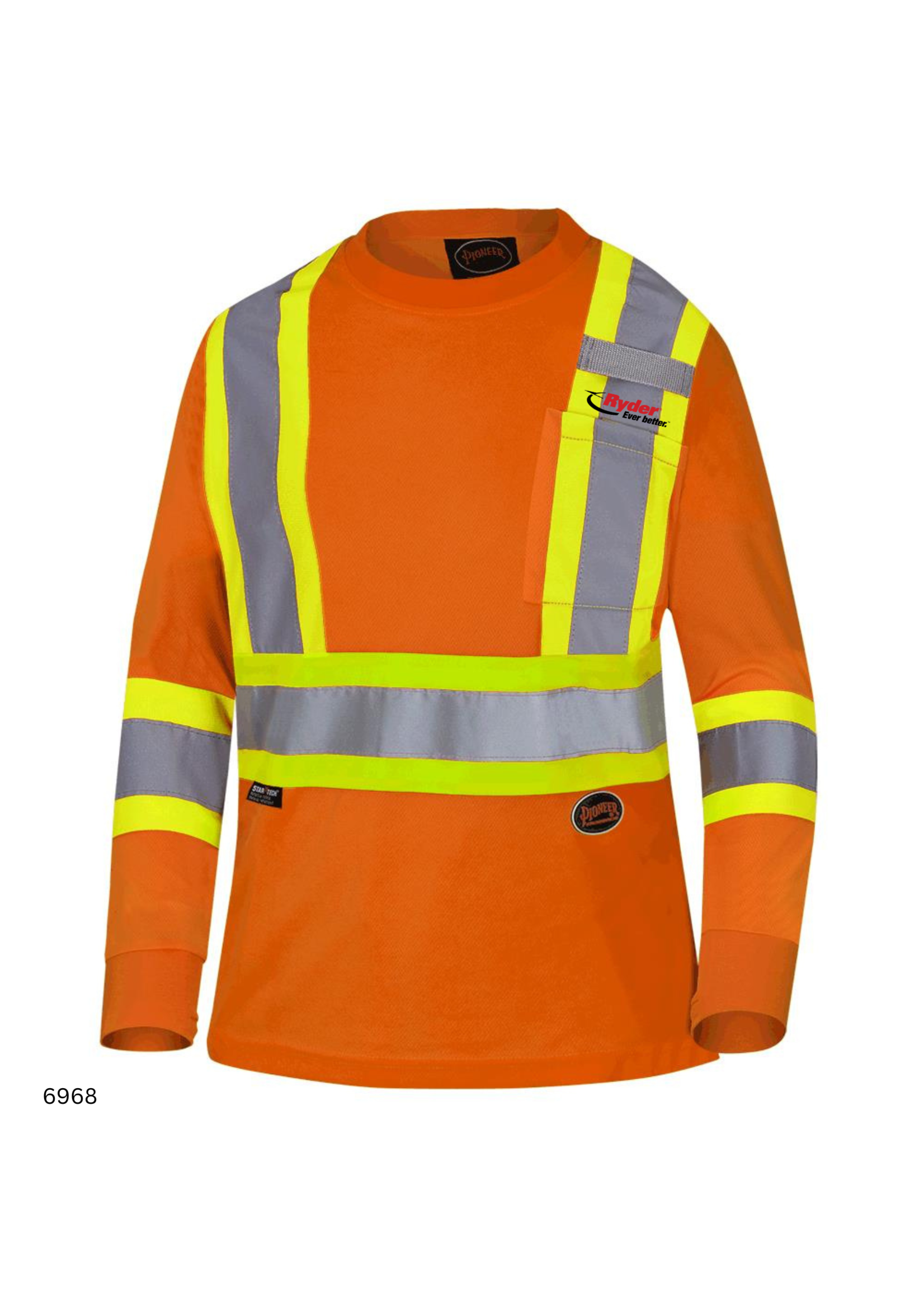 Pioneer Pioneer Women's Hi-Vis Bird's-Eye Long Sleeved Safety Shirt - Ryder Logo