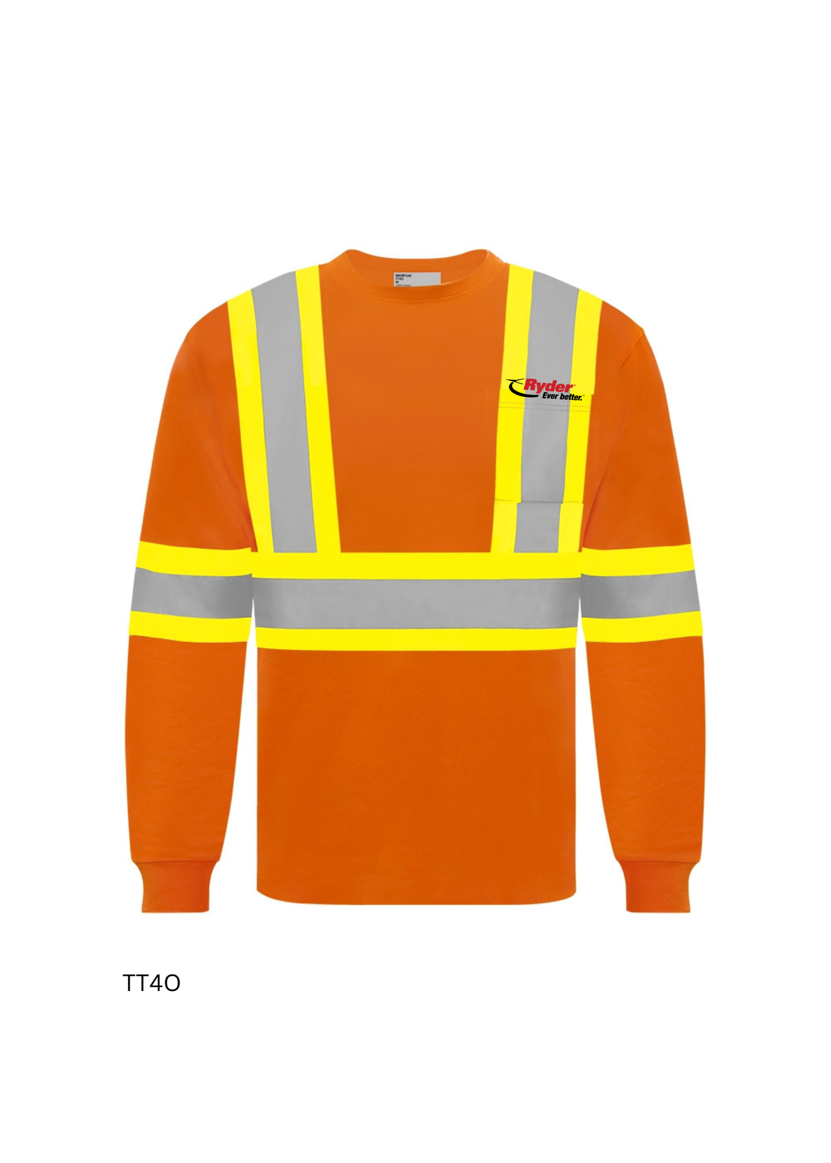 Ground Force Ground Force Long Sleeve Cotton Traffic T-Shirt, 4″ Refl. Tape - Ryder Logo