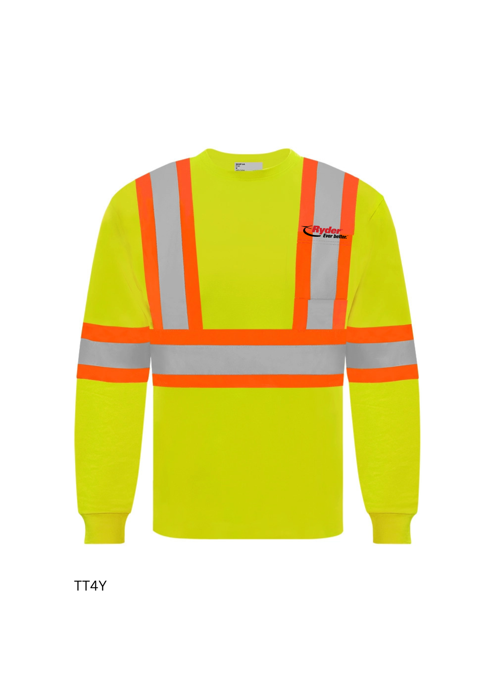 Ground Force Ground Force Long Sleeve Cotton Traffic T-Shirt, 4″ Refl. Tape - Ryder Logo