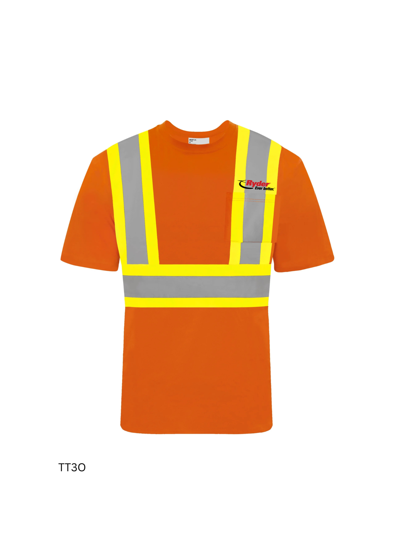 Ground Force Ground Force Short Sleeve Cotton Traffic T-Shirt, 4″ Refl. Tape - Ryder Logo