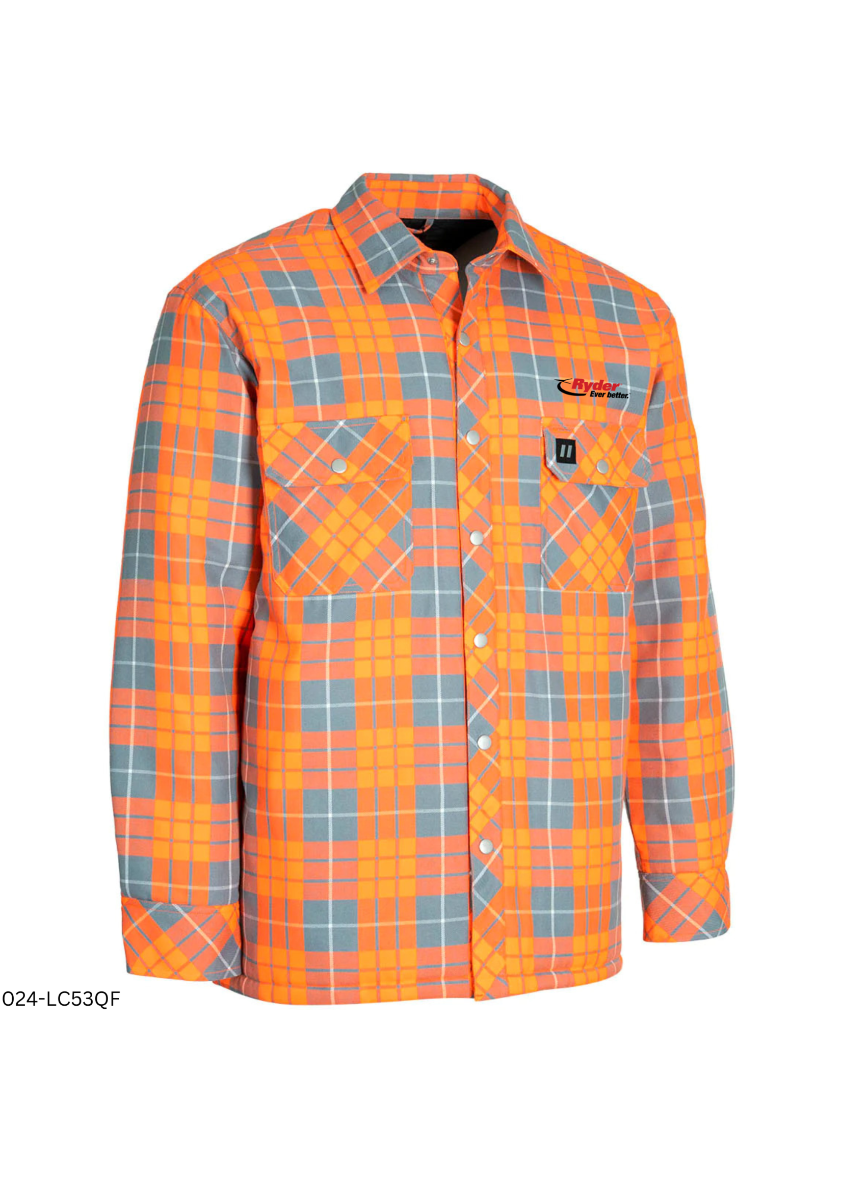 Forcefield Forcefield Hi Vis Plaid Quilt-Lined Flannel Shirt Jacket - Ryder Logo