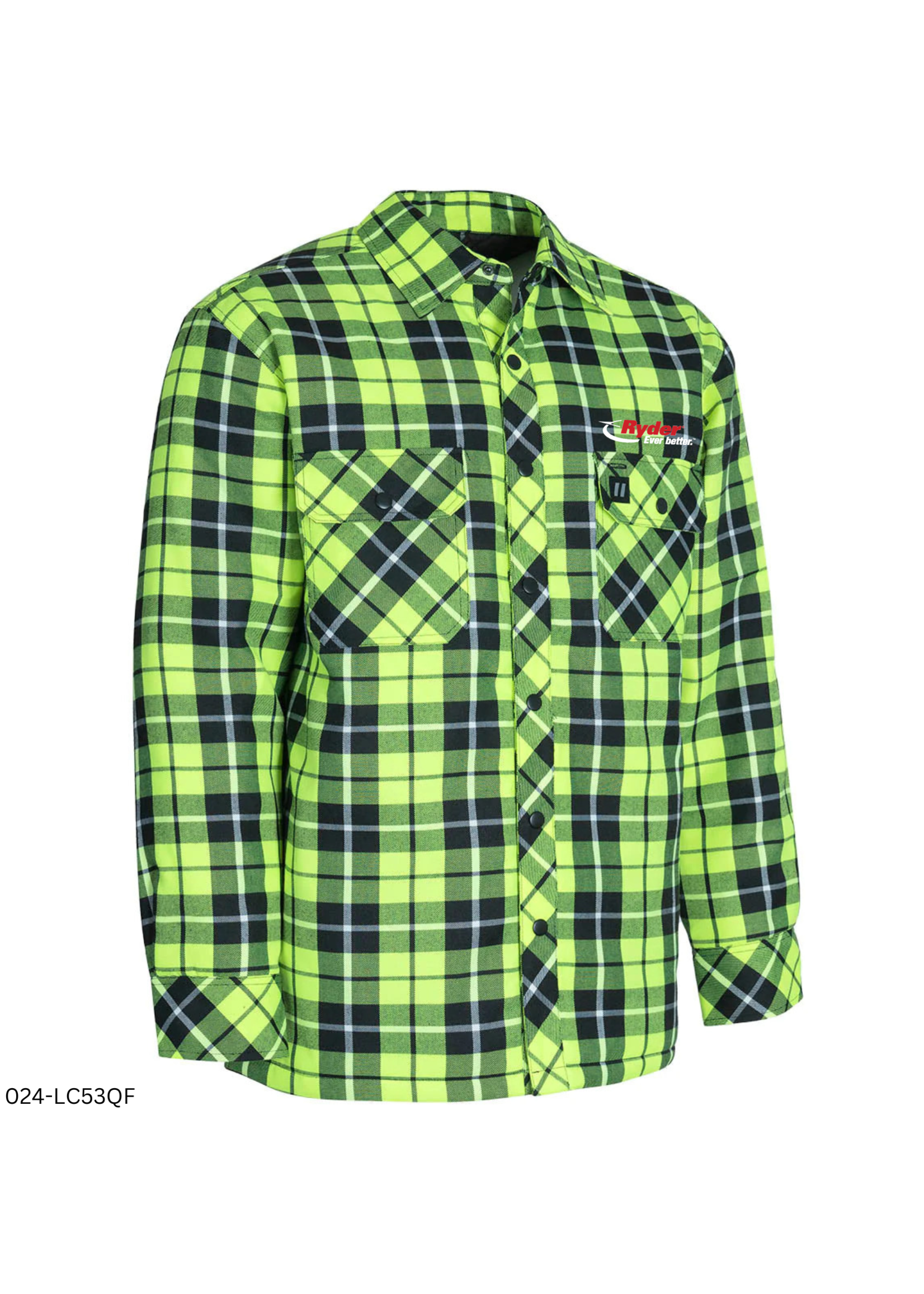 Forcefield Forcefield Hi Vis Plaid Quilt-Lined Flannel Shirt Jacket - Ryder Logo