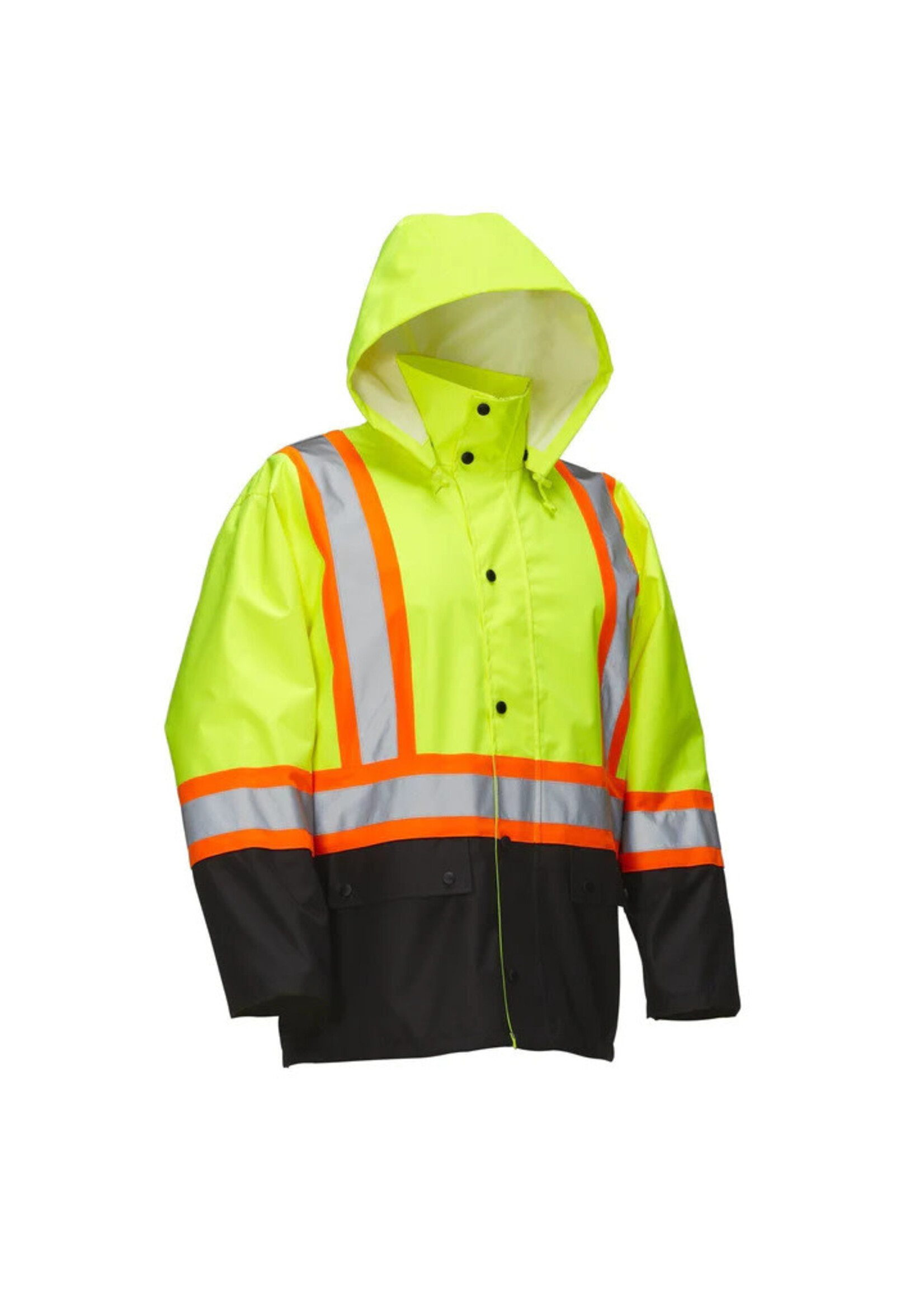 Forcefield Forcefield Hi Vis Safety Rain Jacket with Snap-Off Hood