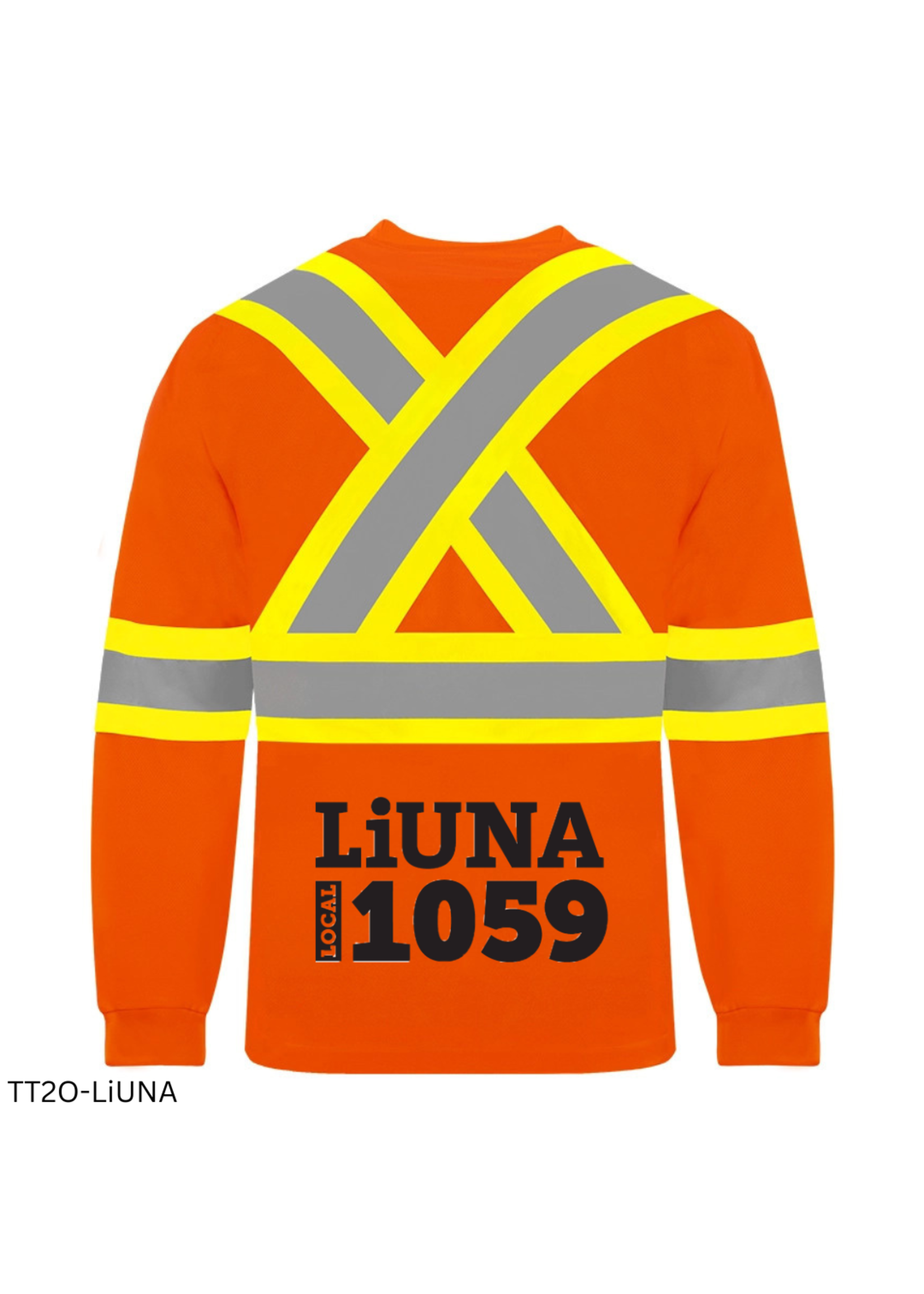 Ground Force Ground Force Long Sleeve Polyester Traffic T-Shirt, 4″ Refl. Tape - LiUna Logo