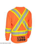 Forcefield Forcefield Hi Vis Crew Neck Long Sleeve Safety Tee with Chest Pocket - LiUNA 1059 logo